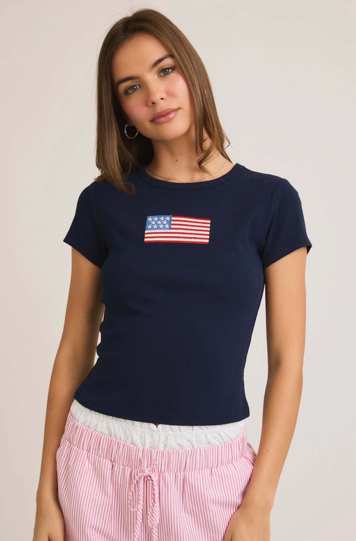 Liberty Embroidered Tee - Two Colors