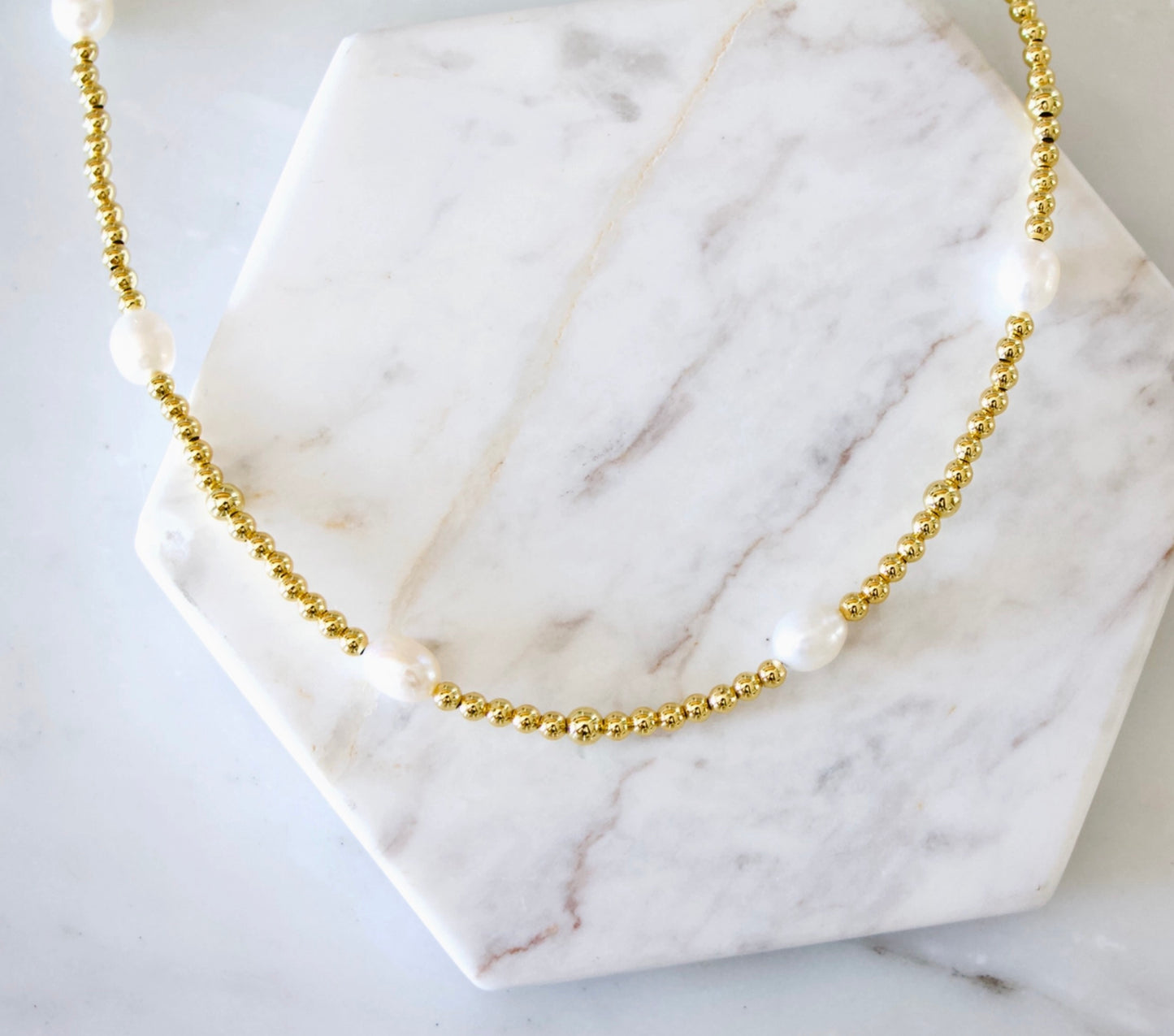 Halo Beaded Pearl Necklace