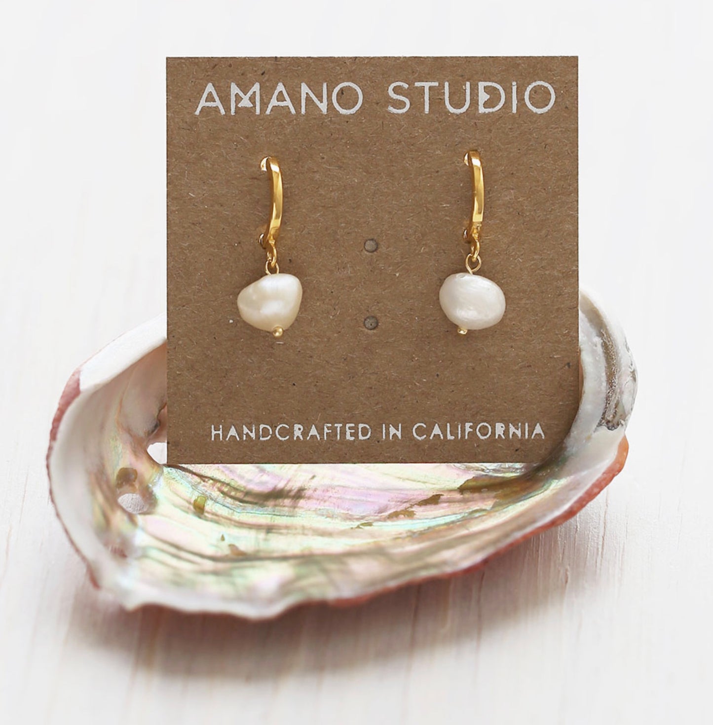 Pearl Huggie Hoop Earrings