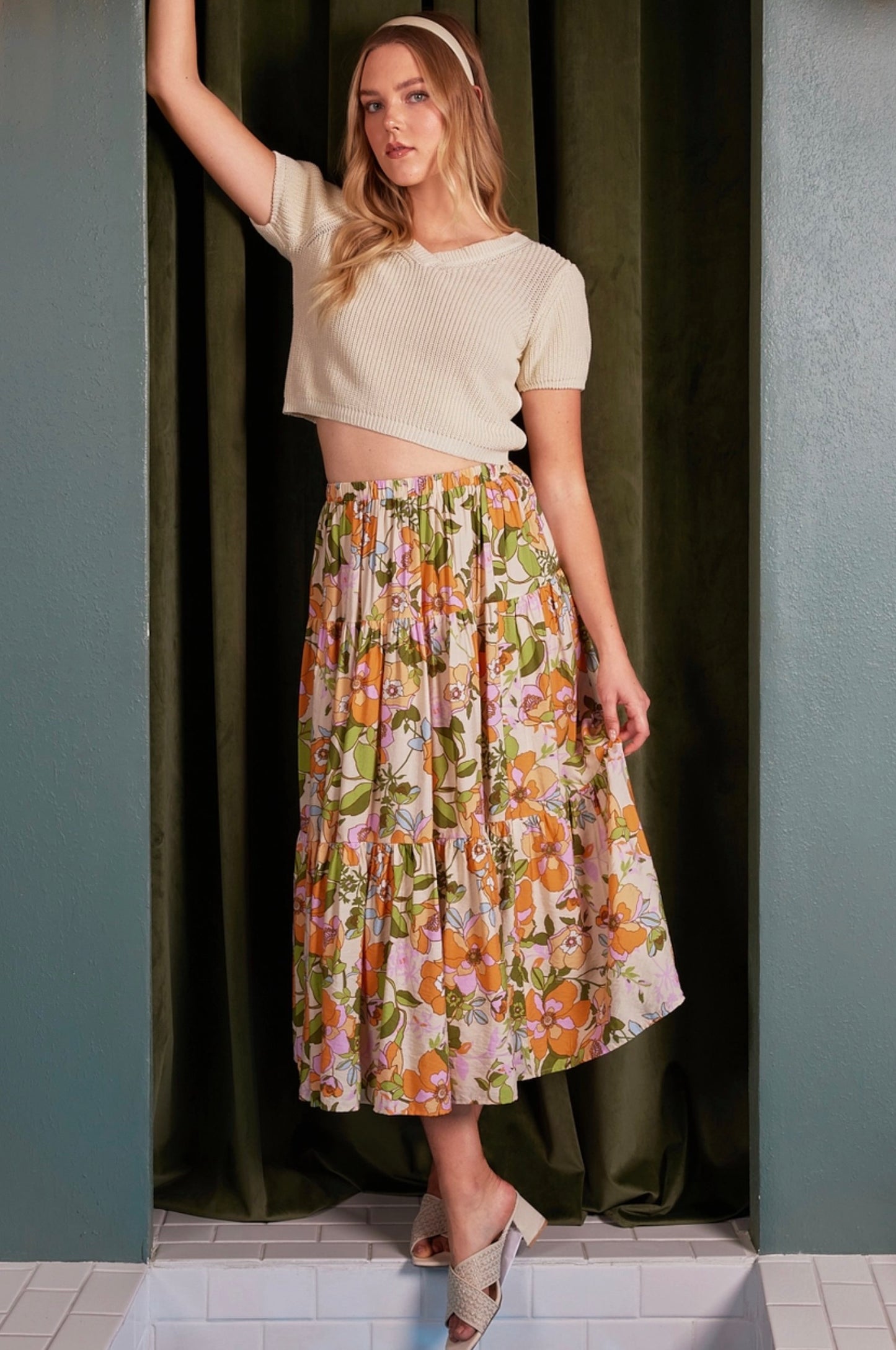Portia Retro Floral Skirt