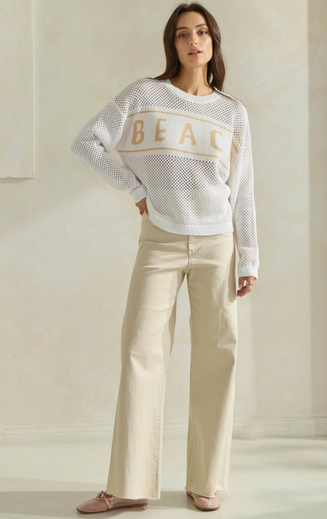 Beach Coastal Net Sweater
