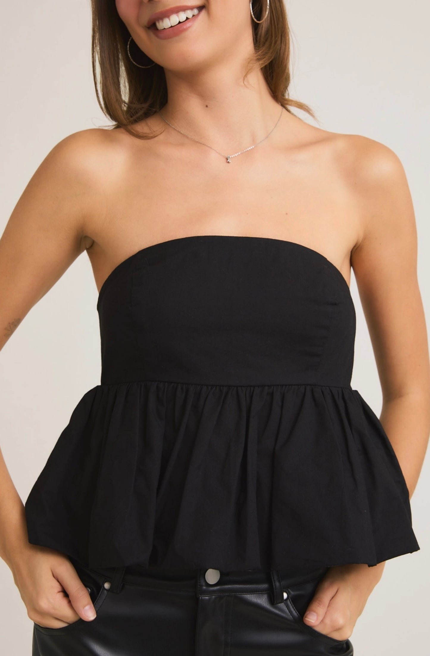 Mona Peplum Strapless Top