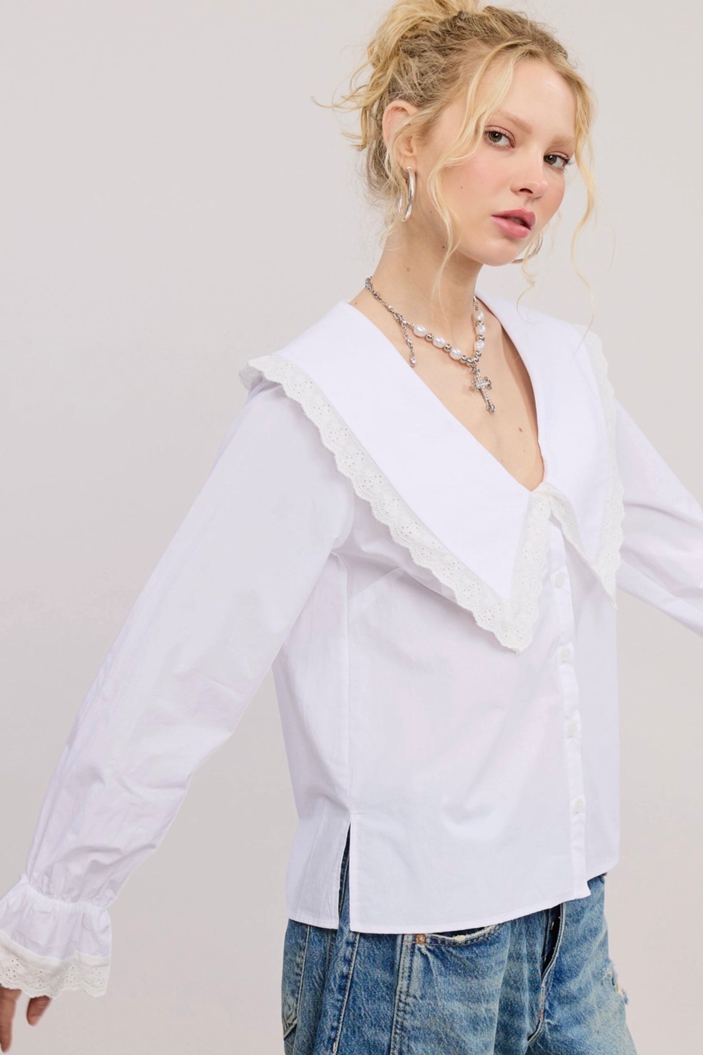 Mikenna Vintage Bib Collar Top