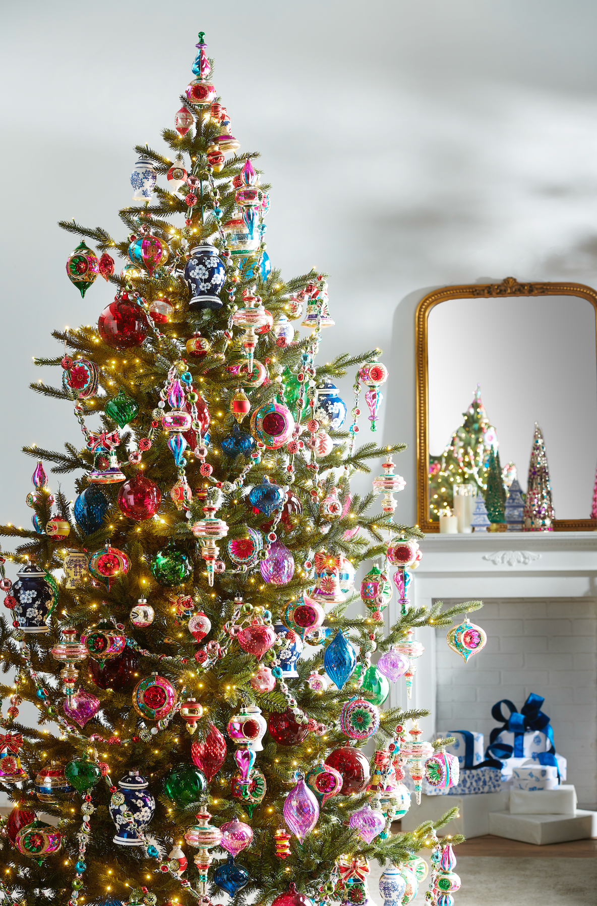 Twinkling Tinsel Retro Finial Ornaments