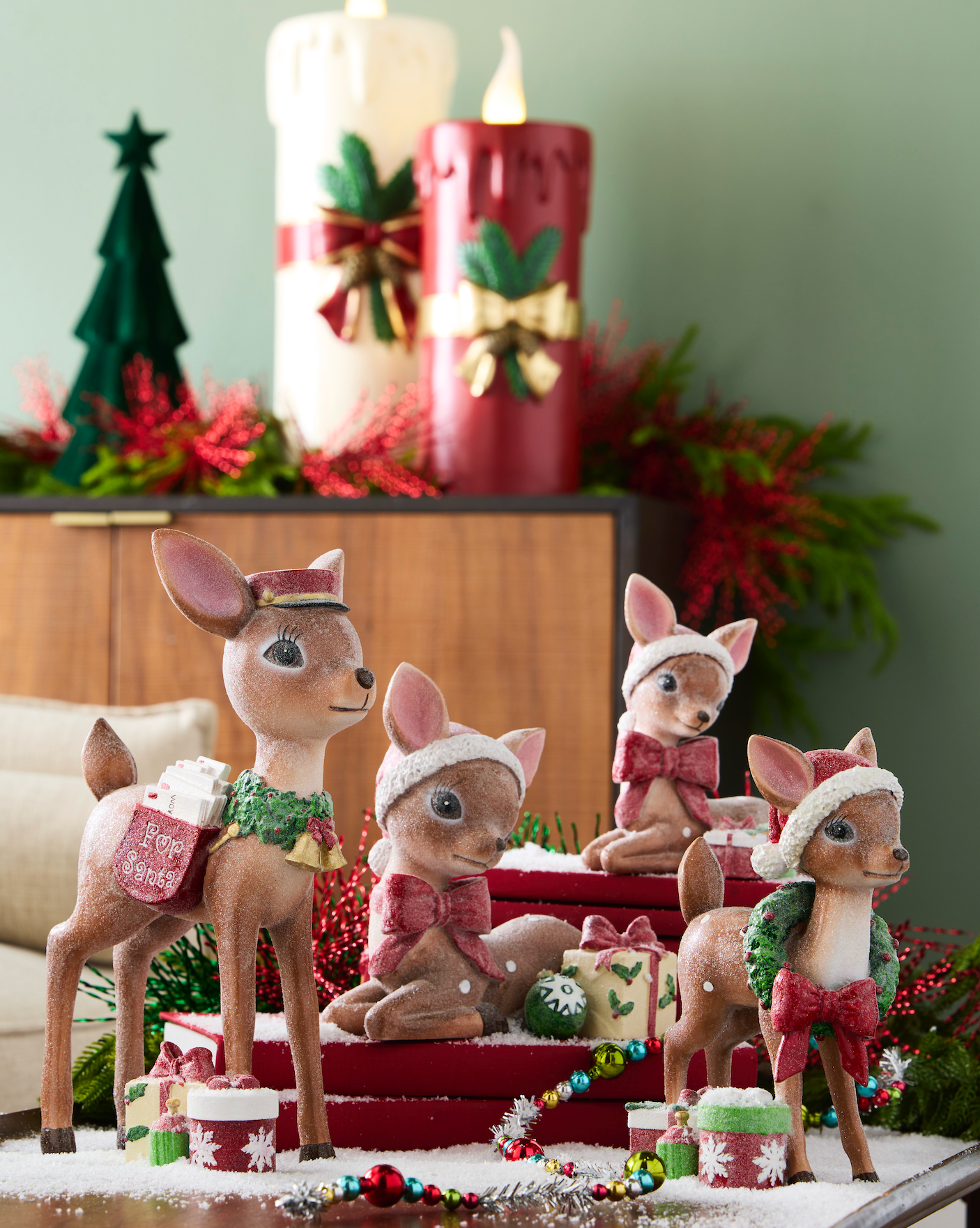 Sugared Vintage Deer w/ Bow - Two Styles