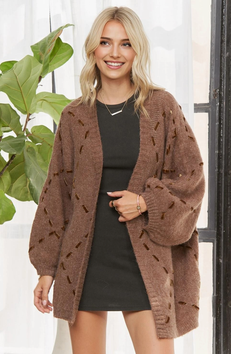 Carmen Woven Cardigan - Mocha