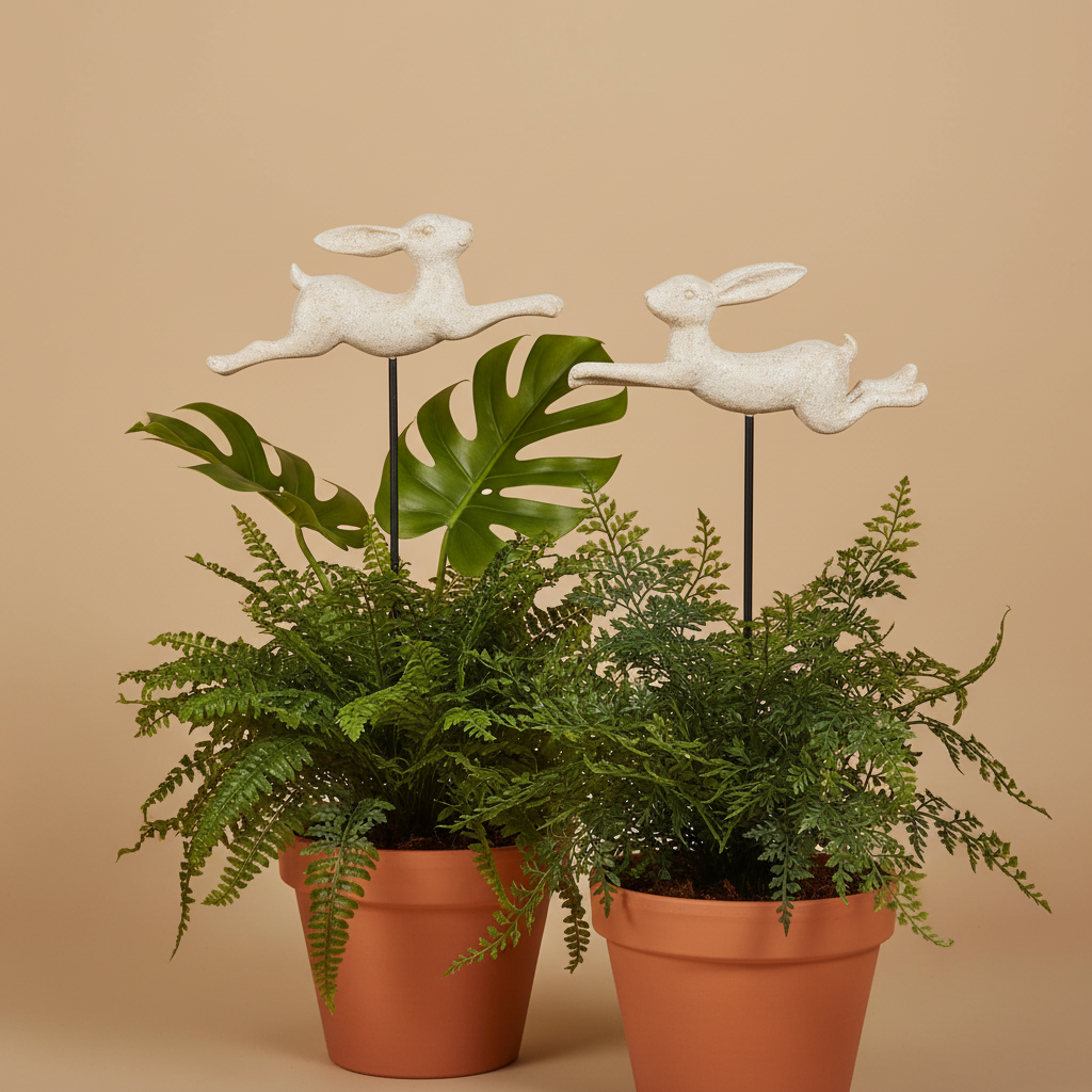 14.75" Leaping Bunny Decorative Stake