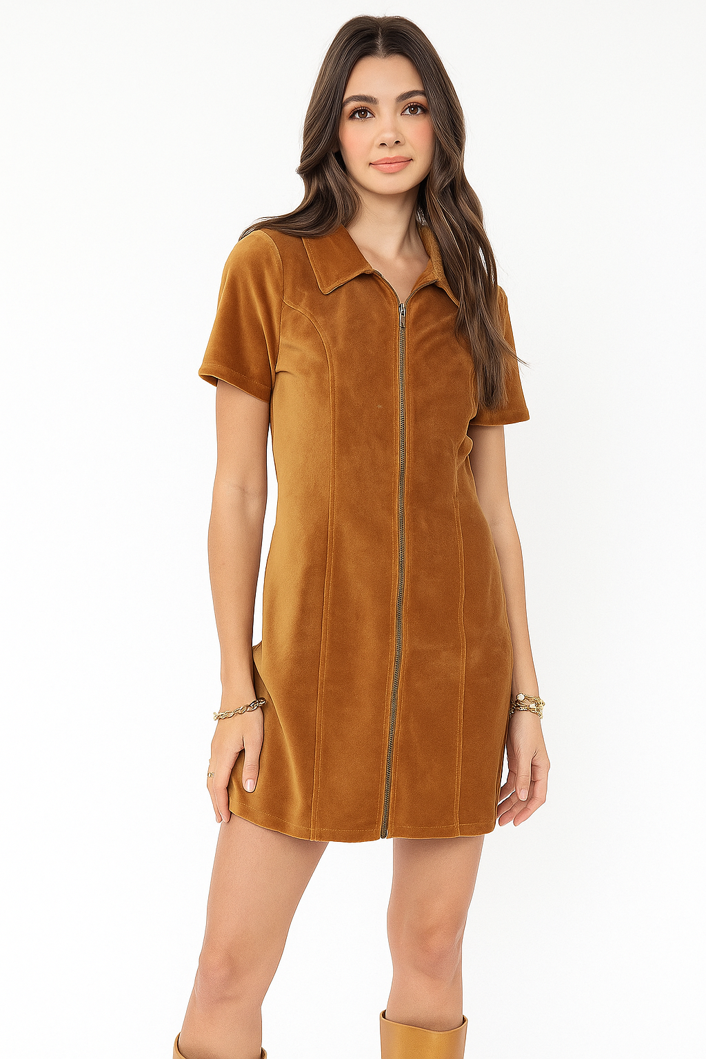 Julia Zip Front Mini Dress