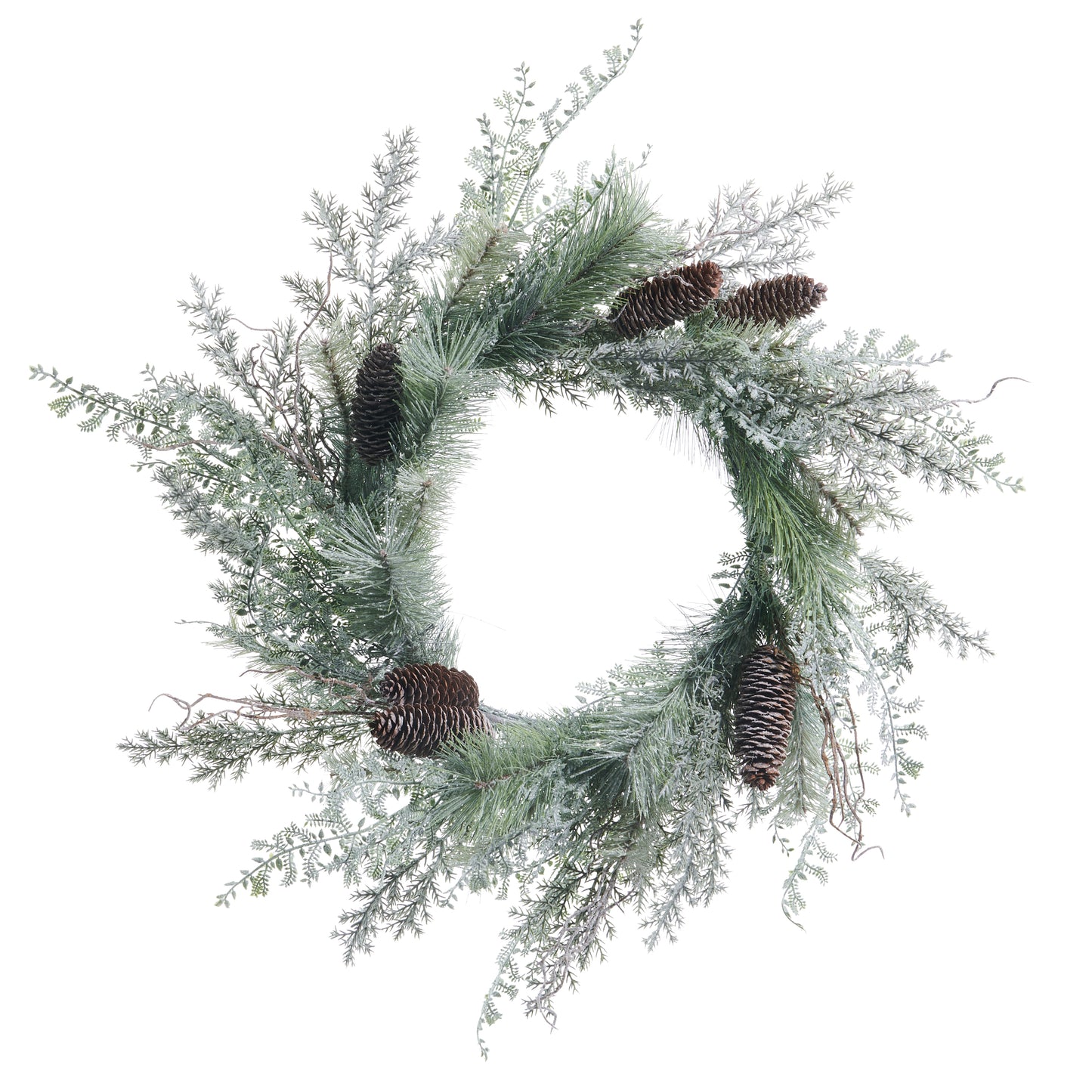 28" Iced Mixed Greenery Wreath