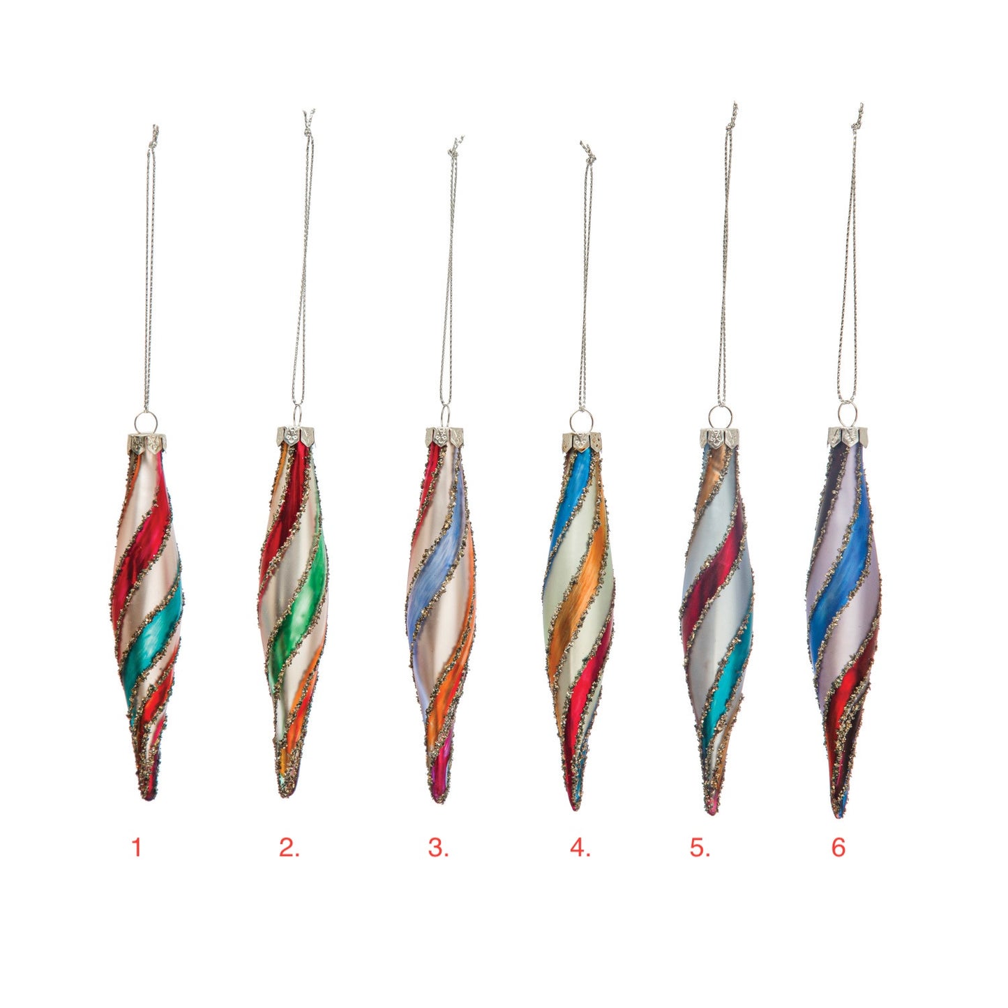 7" Retro Swirl Glass Ornaments