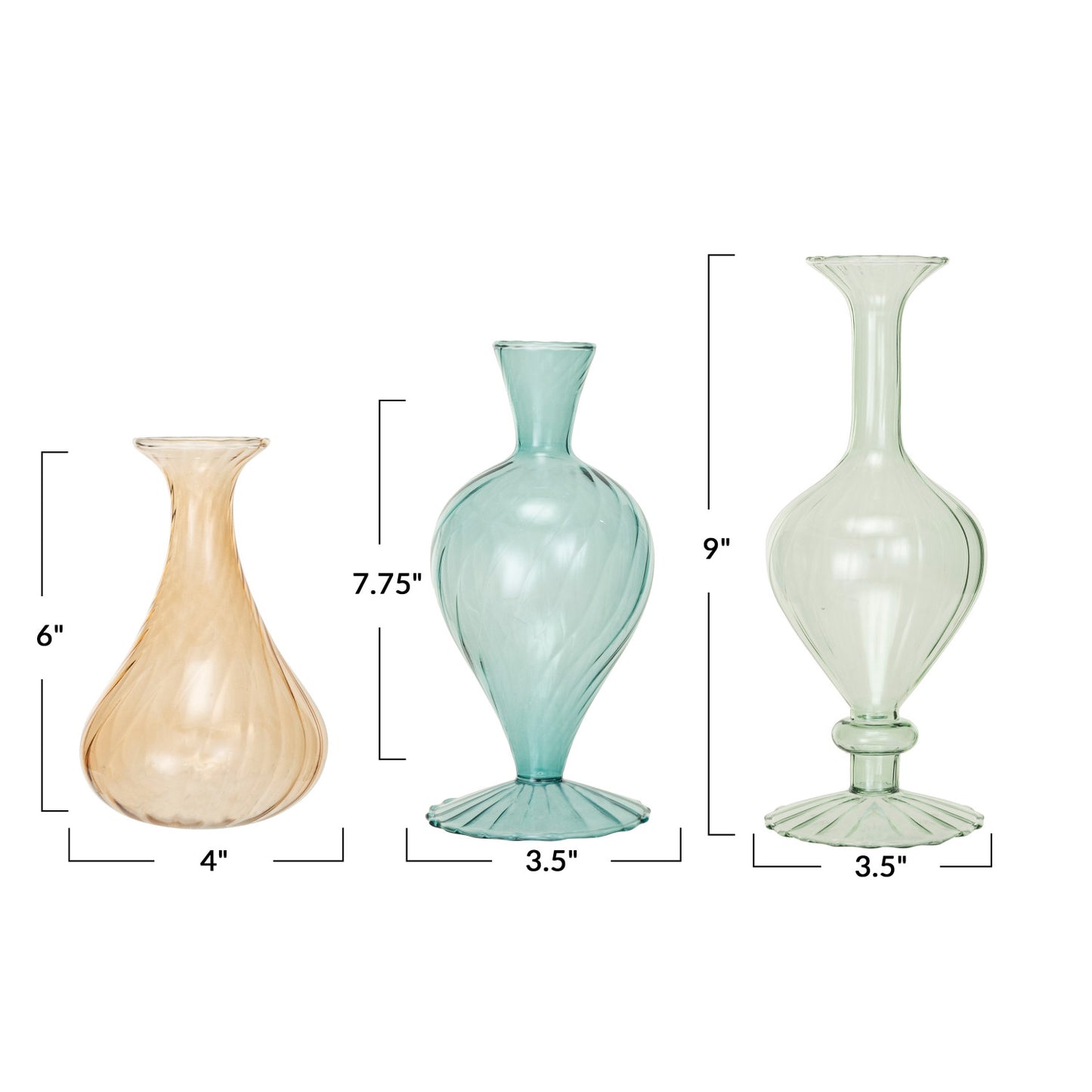 Soft Seas Blown Glass Vases