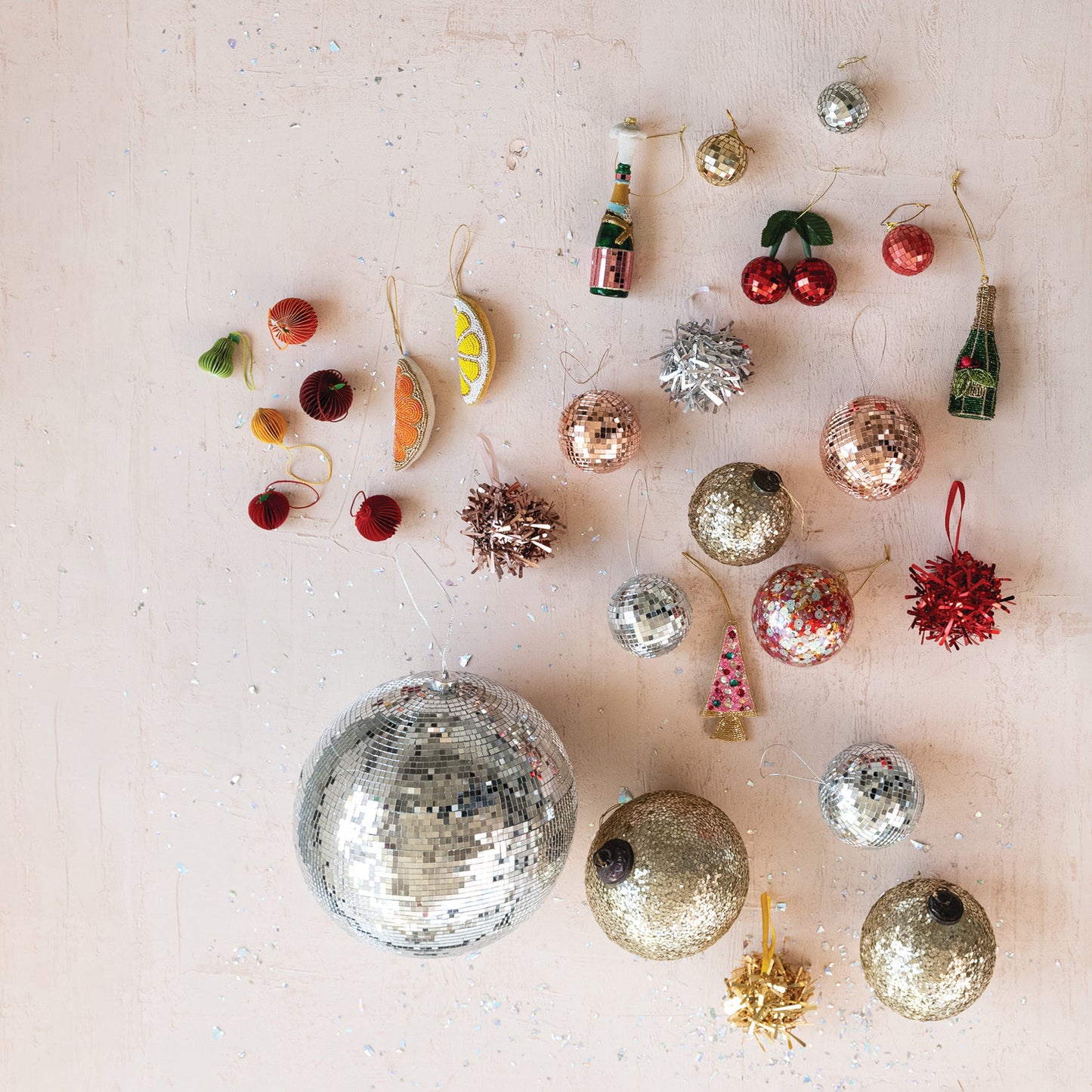 4" Mirrored Glass MosaicOrnament- Silver