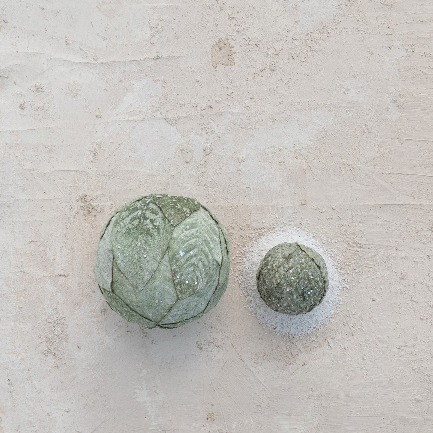 6" Sage Frosted Velvet Leaf Ornament