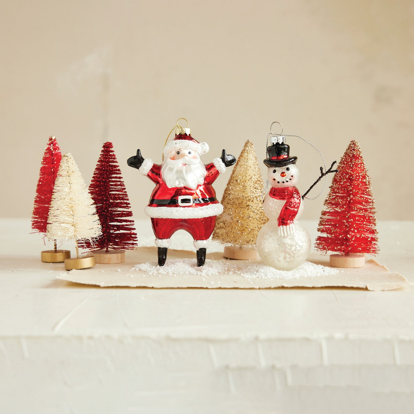 4.5"H Mercury Glass & Wire Snowman Ornament