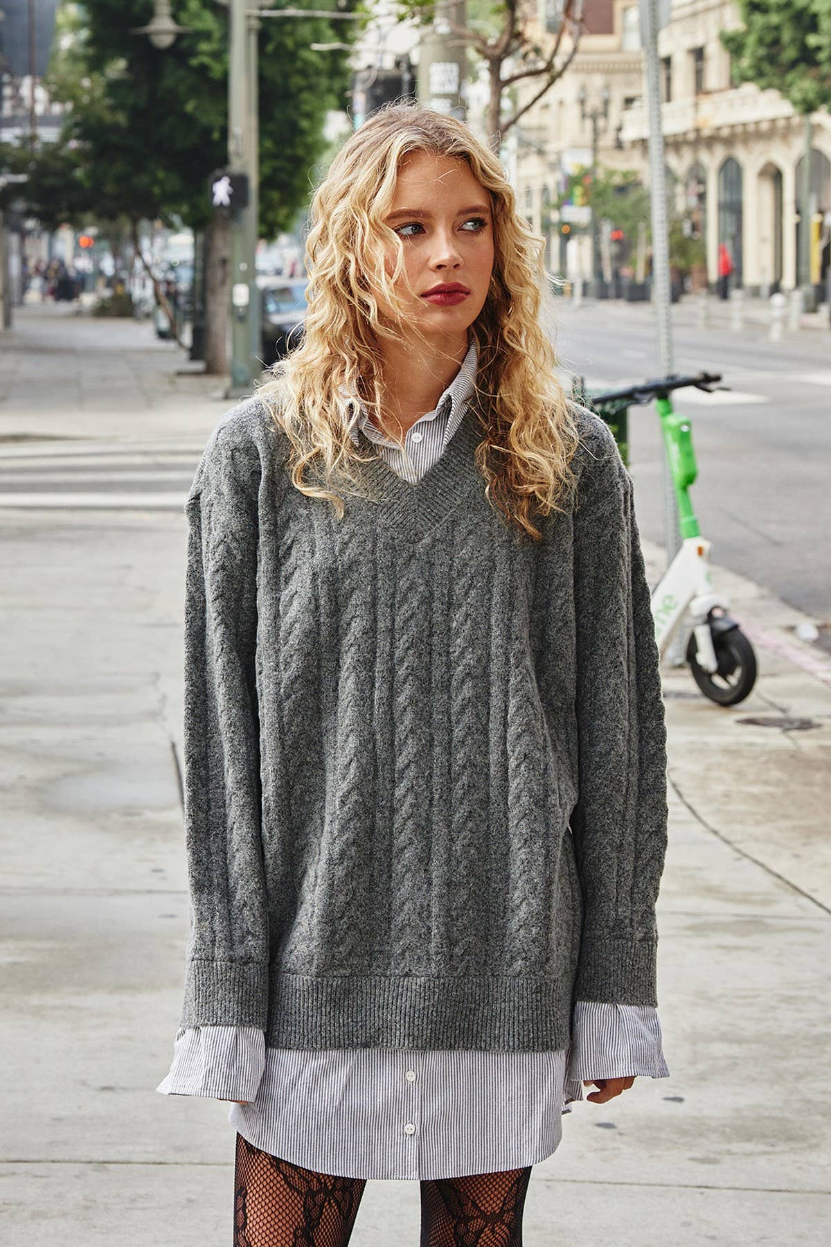 Kelsey Cable Sweater Shirt Dress