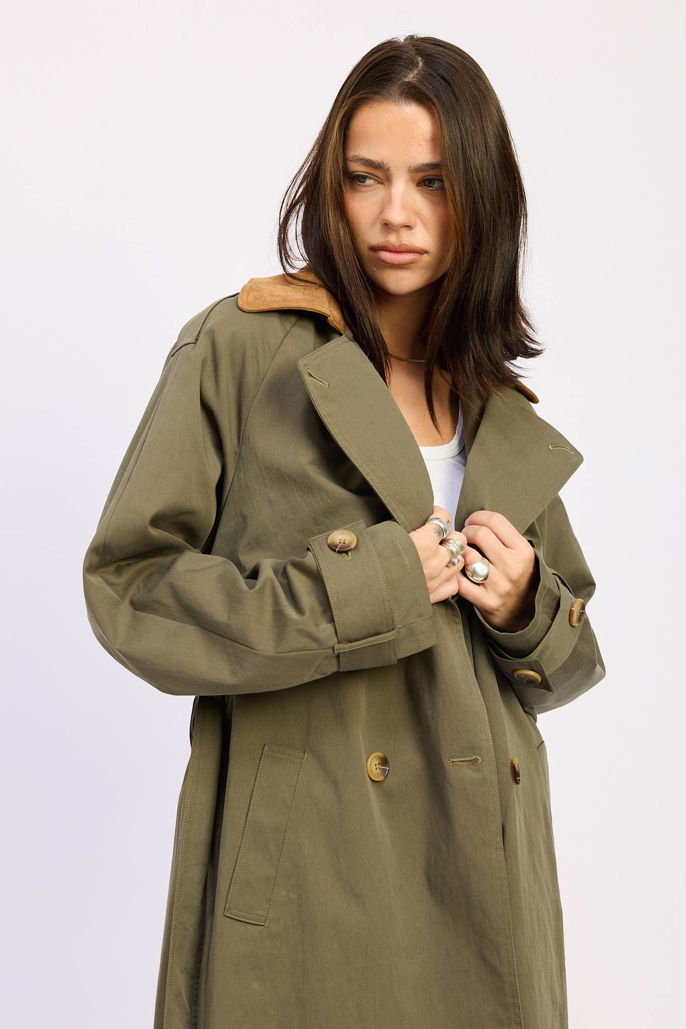 Kalenna Contrast Collar Trench Coat