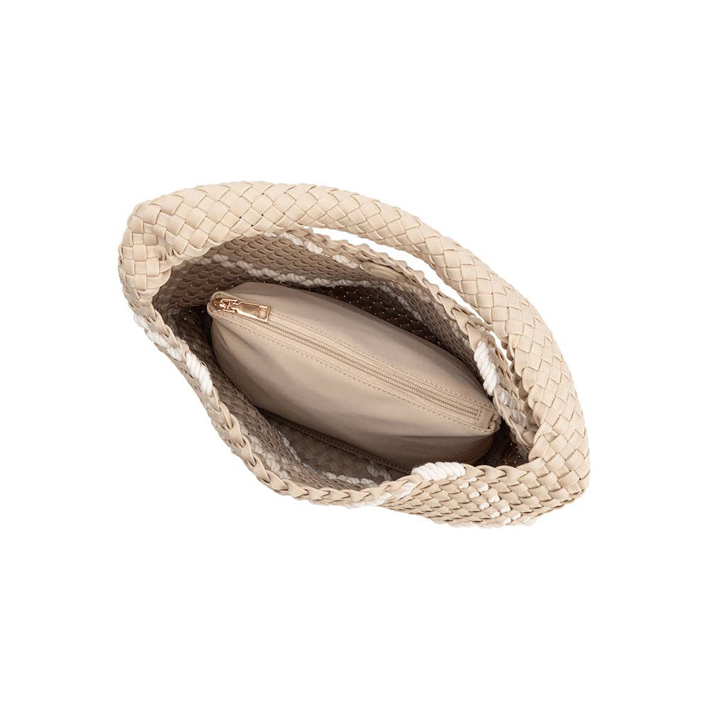 Johanna Woven Shoulder Bag - Almond