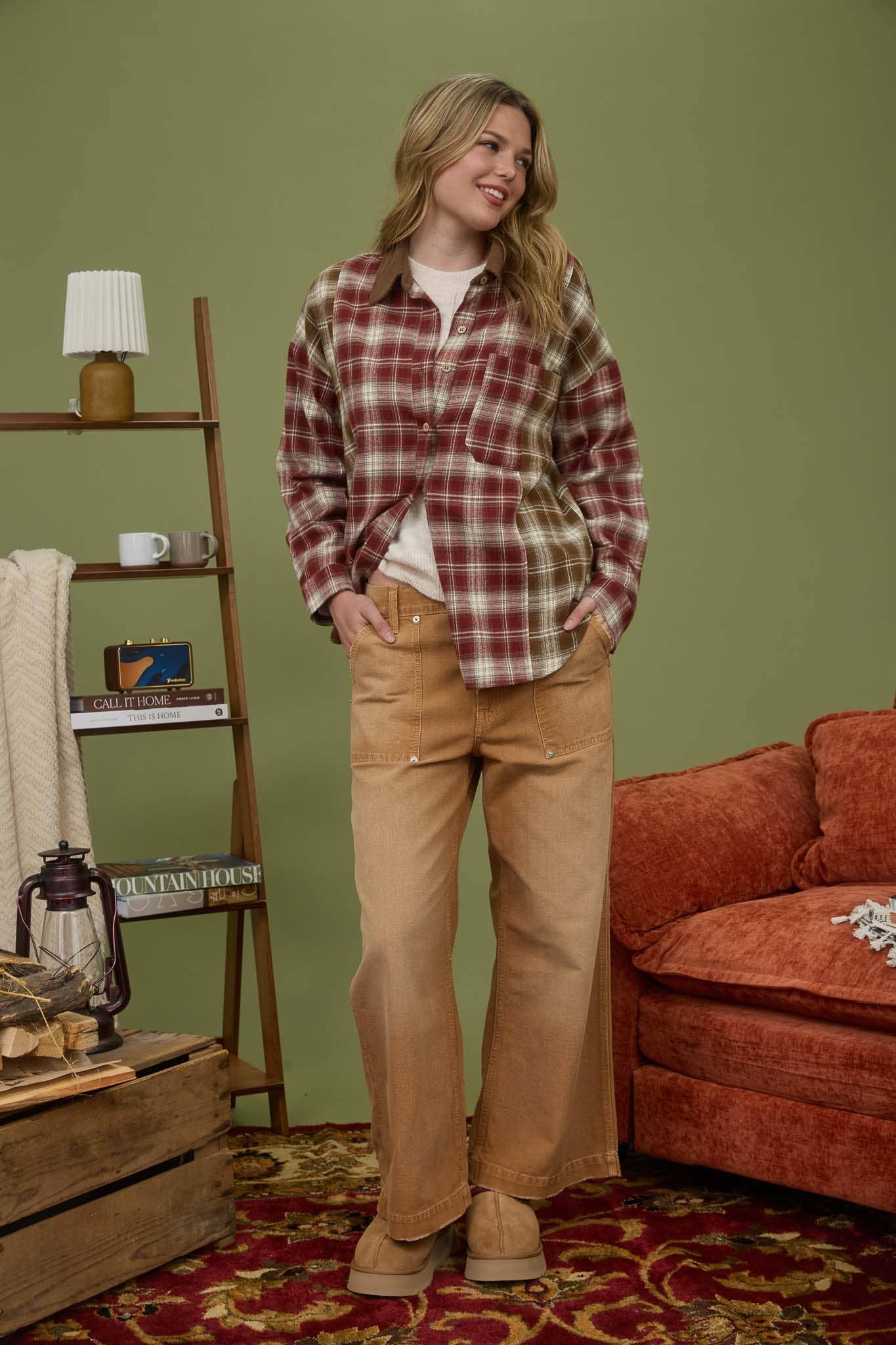 Jade Patchwork Plaid Top