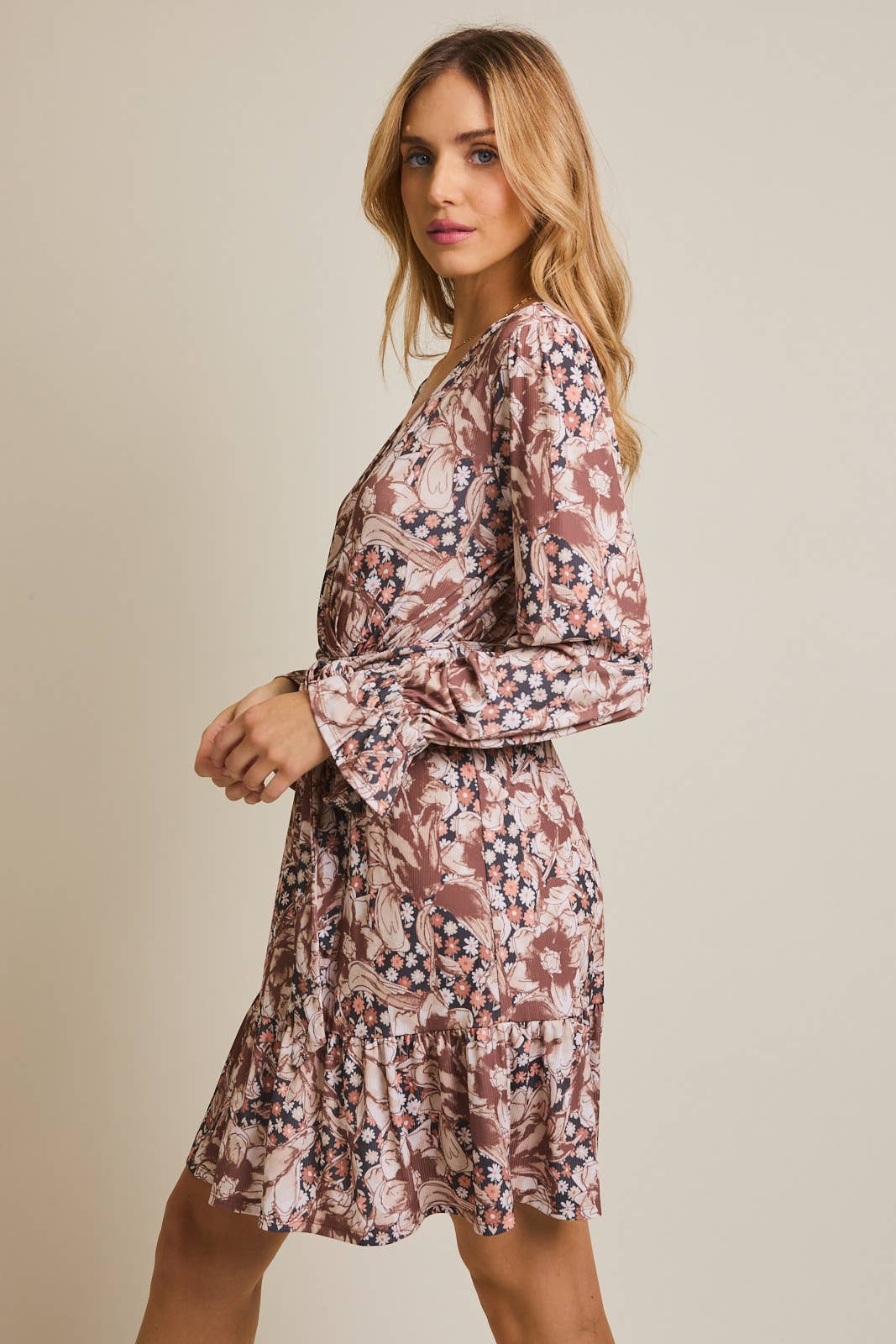 Henna Surplice Mini Dress