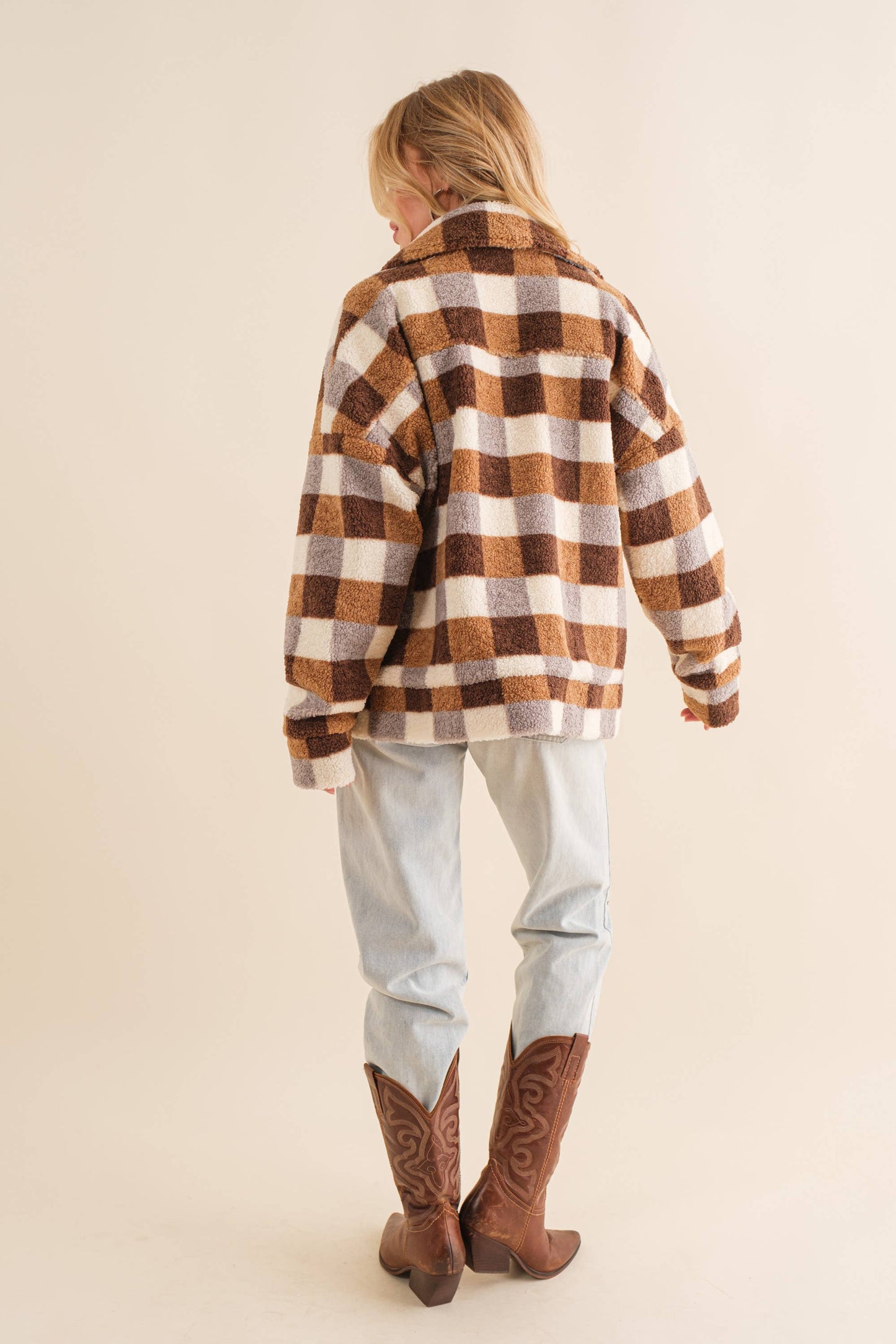 Maddie Checkered Teddy Jacket