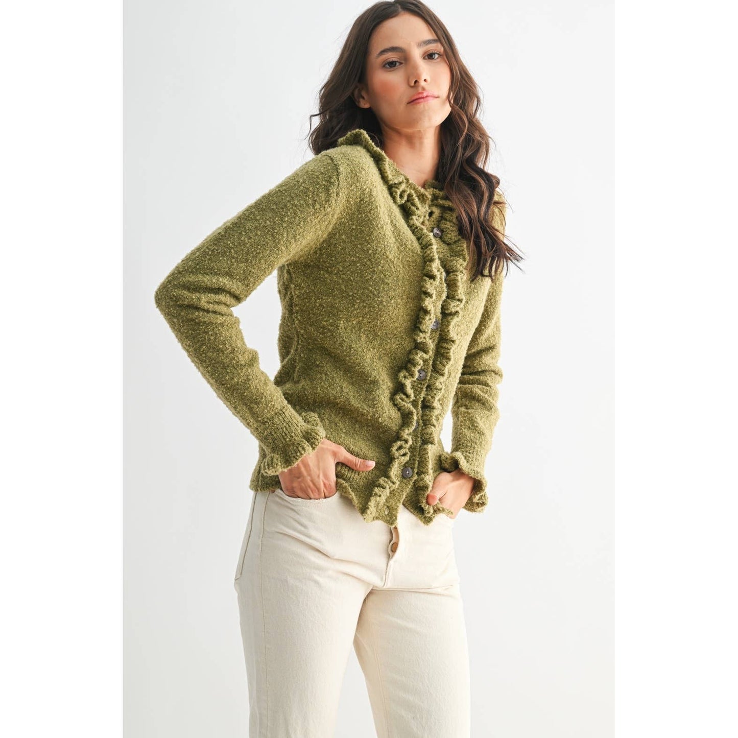 Camille Ruffle Trim Cardigan