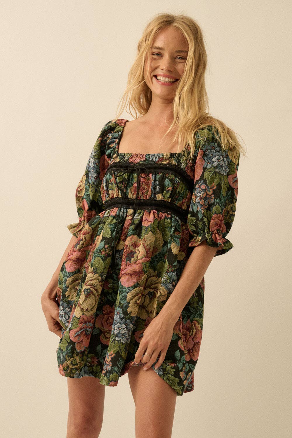 Nora Jacquard Tapestry Mini Dress