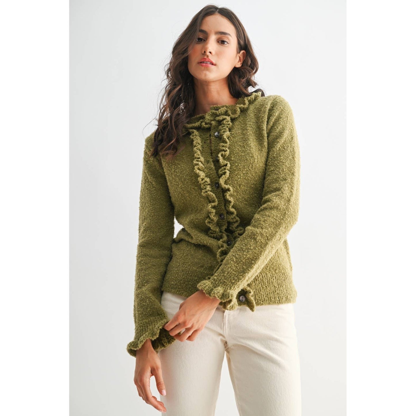 Camille Ruffle Trim Cardigan