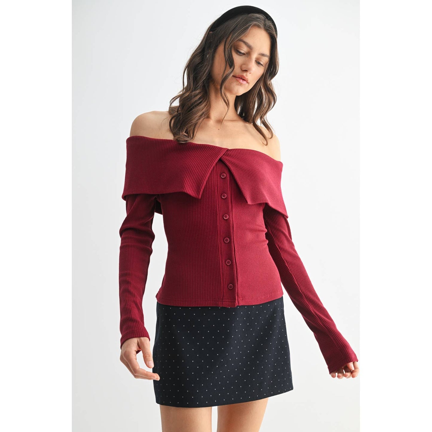Sabrina Ribbed Off The Shoulder Top - Two Colors