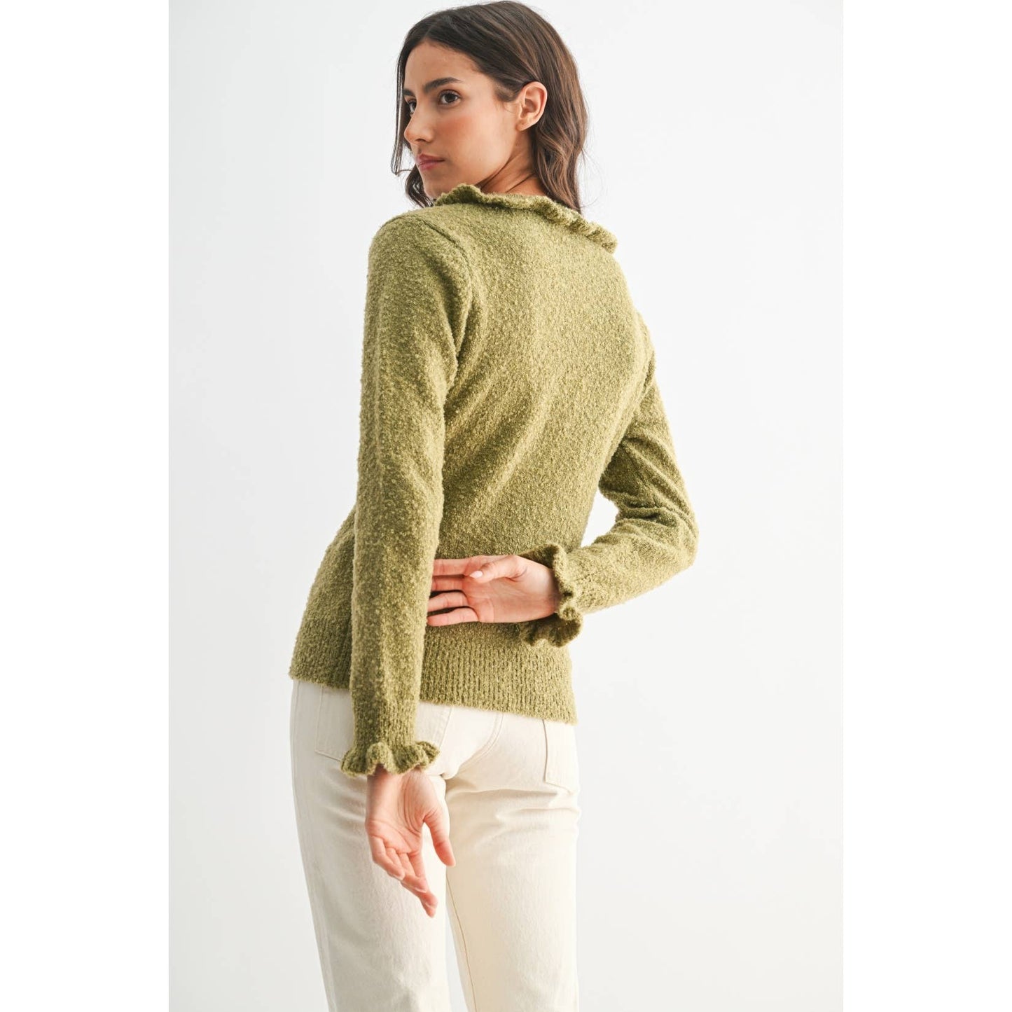 Camille Ruffle Trim Cardigan