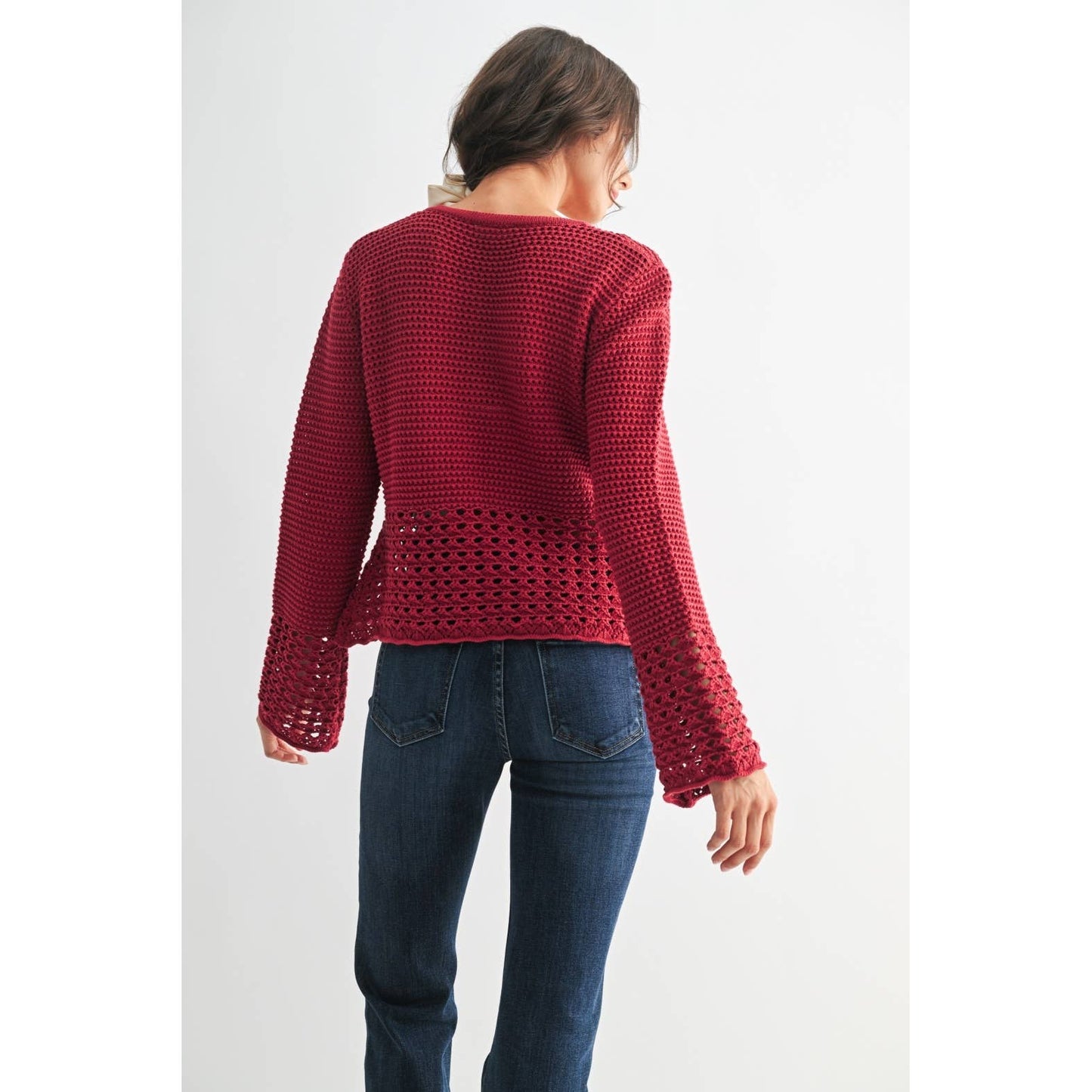 Crimson Crochet Cardigan