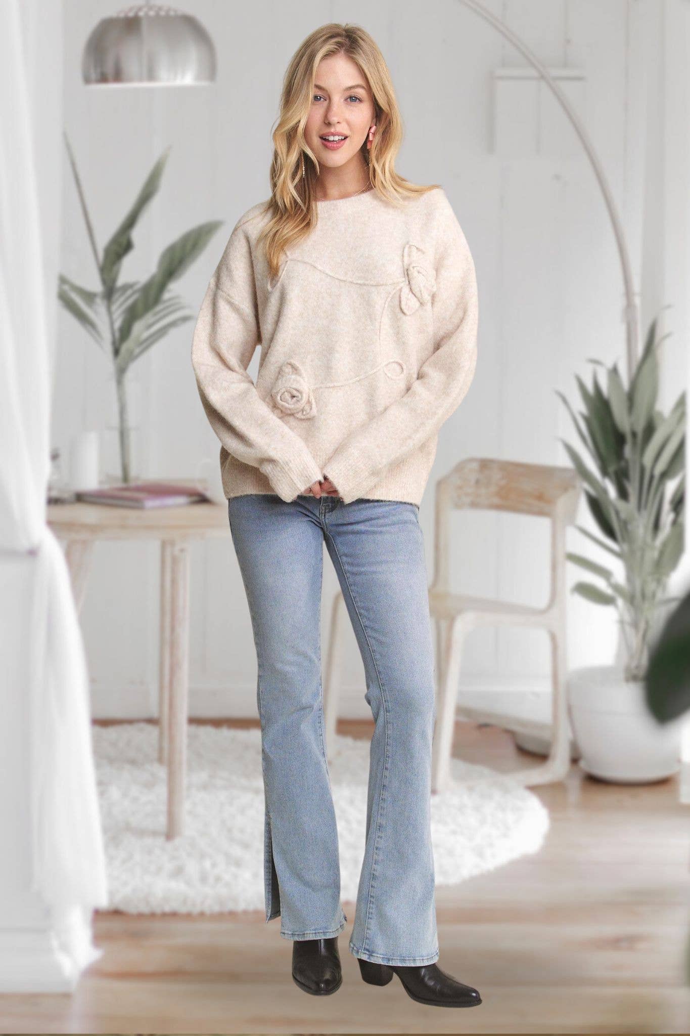 Cara Floral Applique Sweater