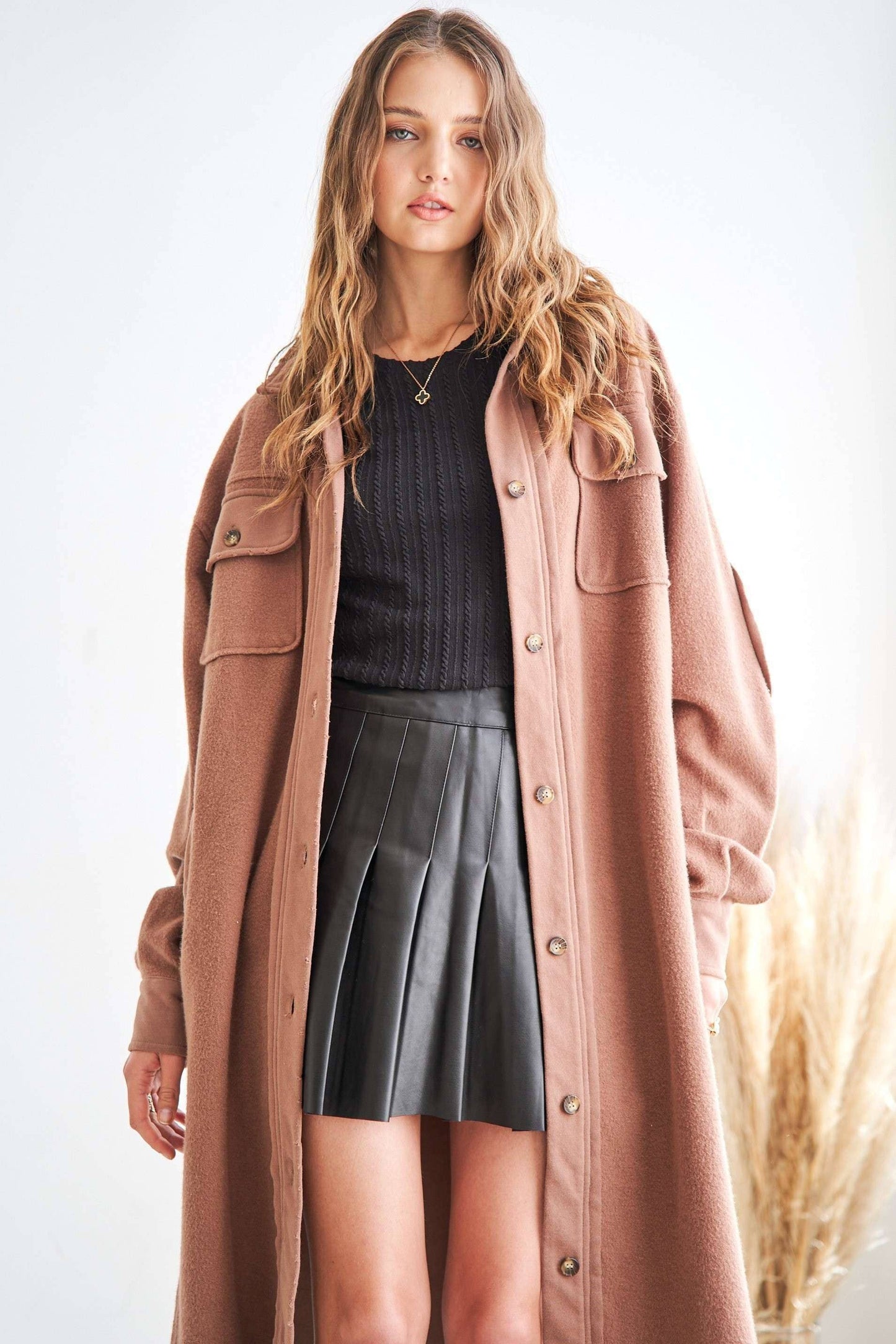 Jade Elbow Patch Shacket -Two Colors