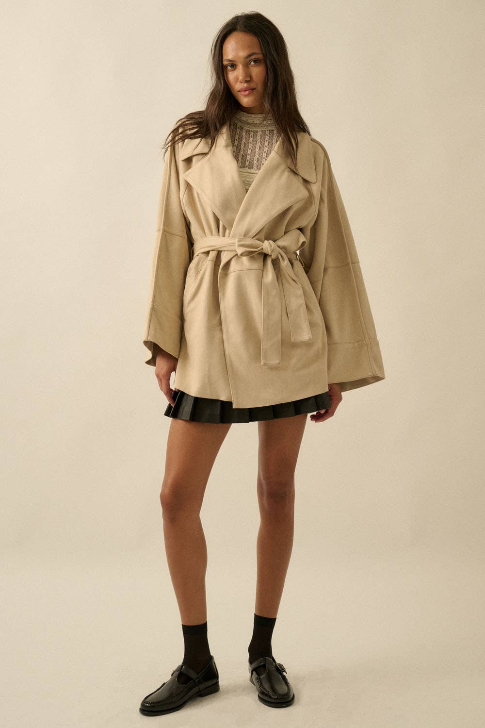 Christa Suede Belted Trench Coat- Two Colors