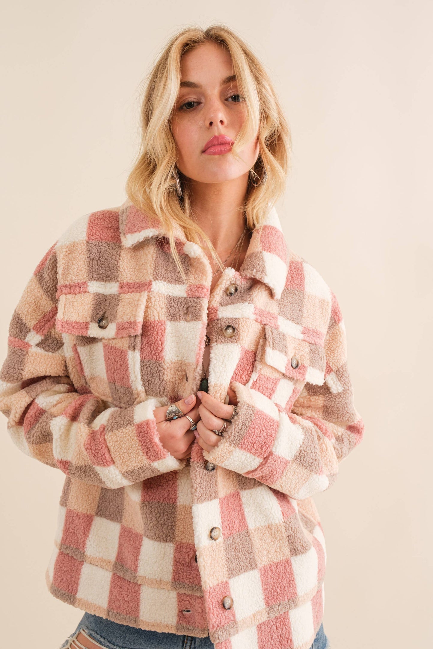 Maddie Checkered Teddy Jacket