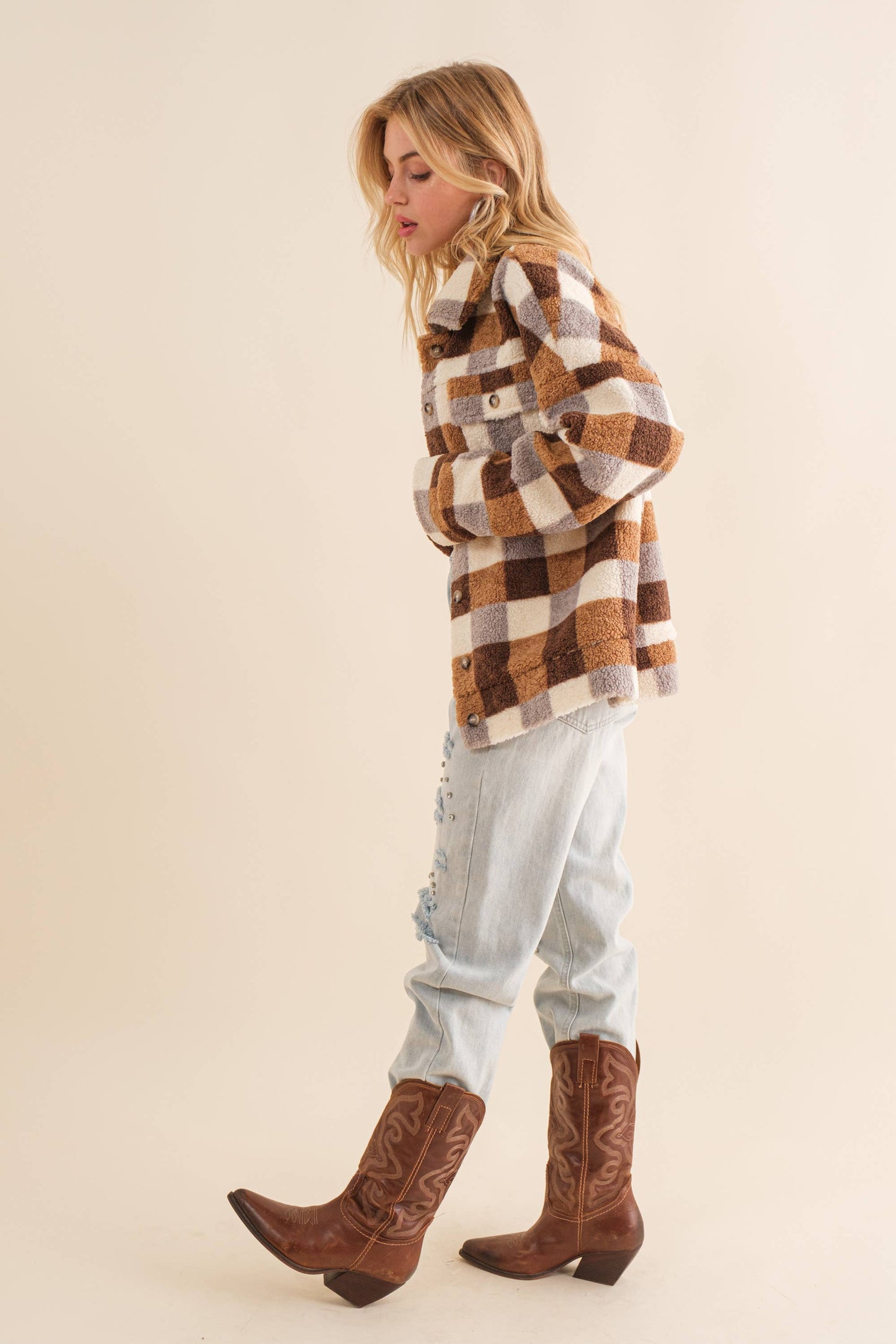 Maddie Checkered Teddy Jacket