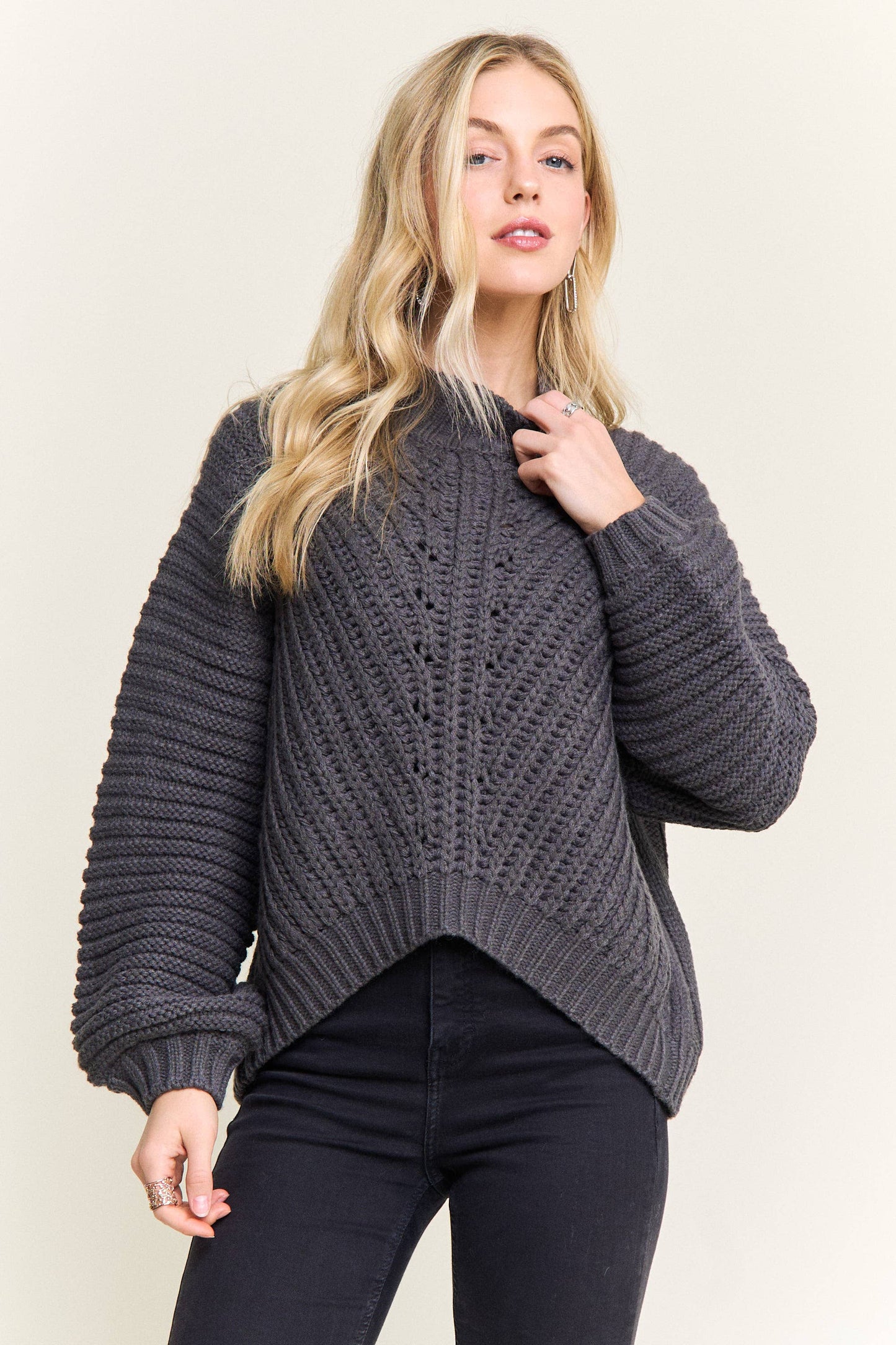 Carmella Curved Hem Sweater - Two Colors