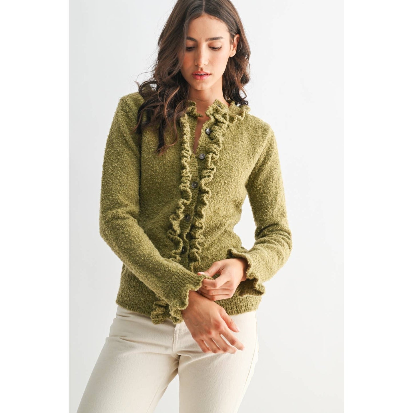 Camille Ruffle Trim Cardigan