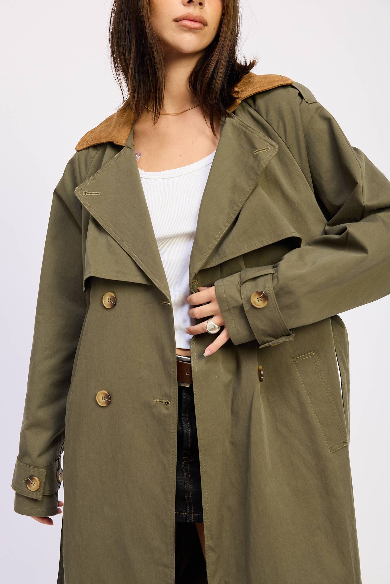 Kalenna Contrast Collar Trench Coat