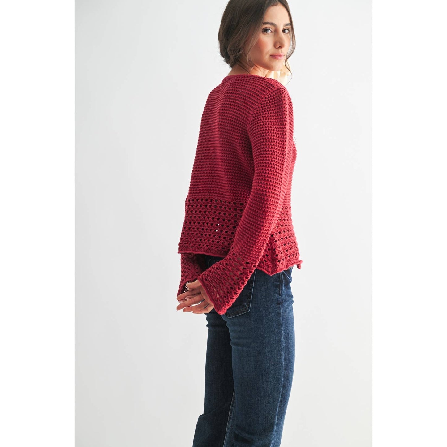 Crimson Crochet Cardigan