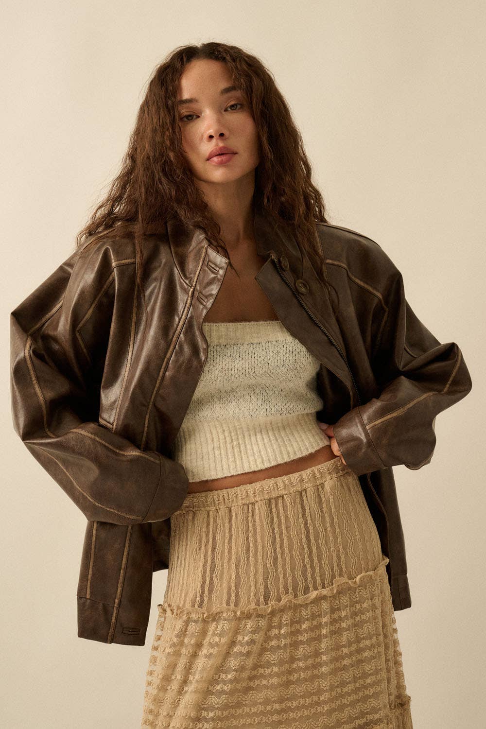 Meredith Leather Piping Jacket