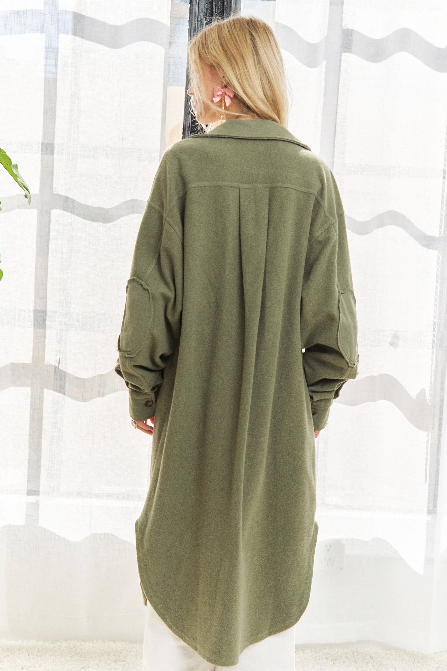 Jade Elbow Patch Shacket -Two Colors