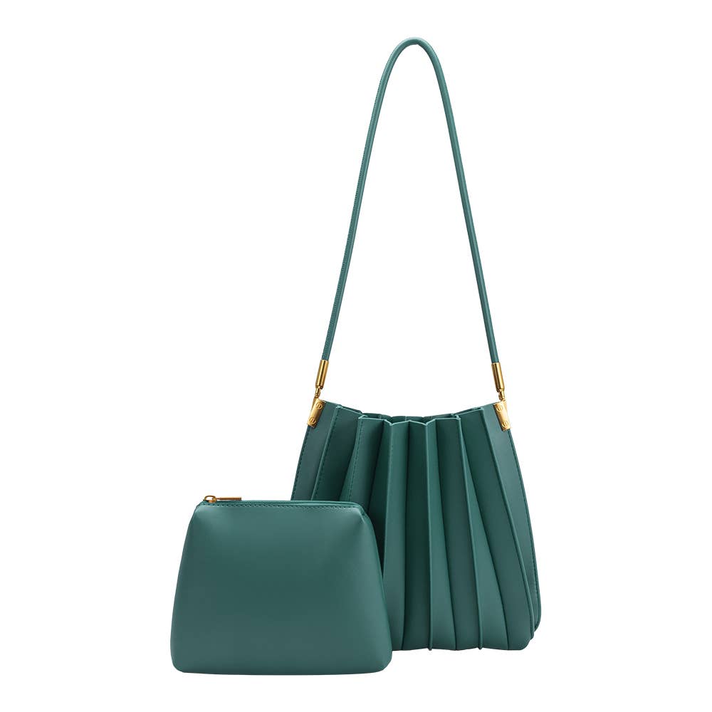 Carrie Pleated Shoulder Bag- Peacock