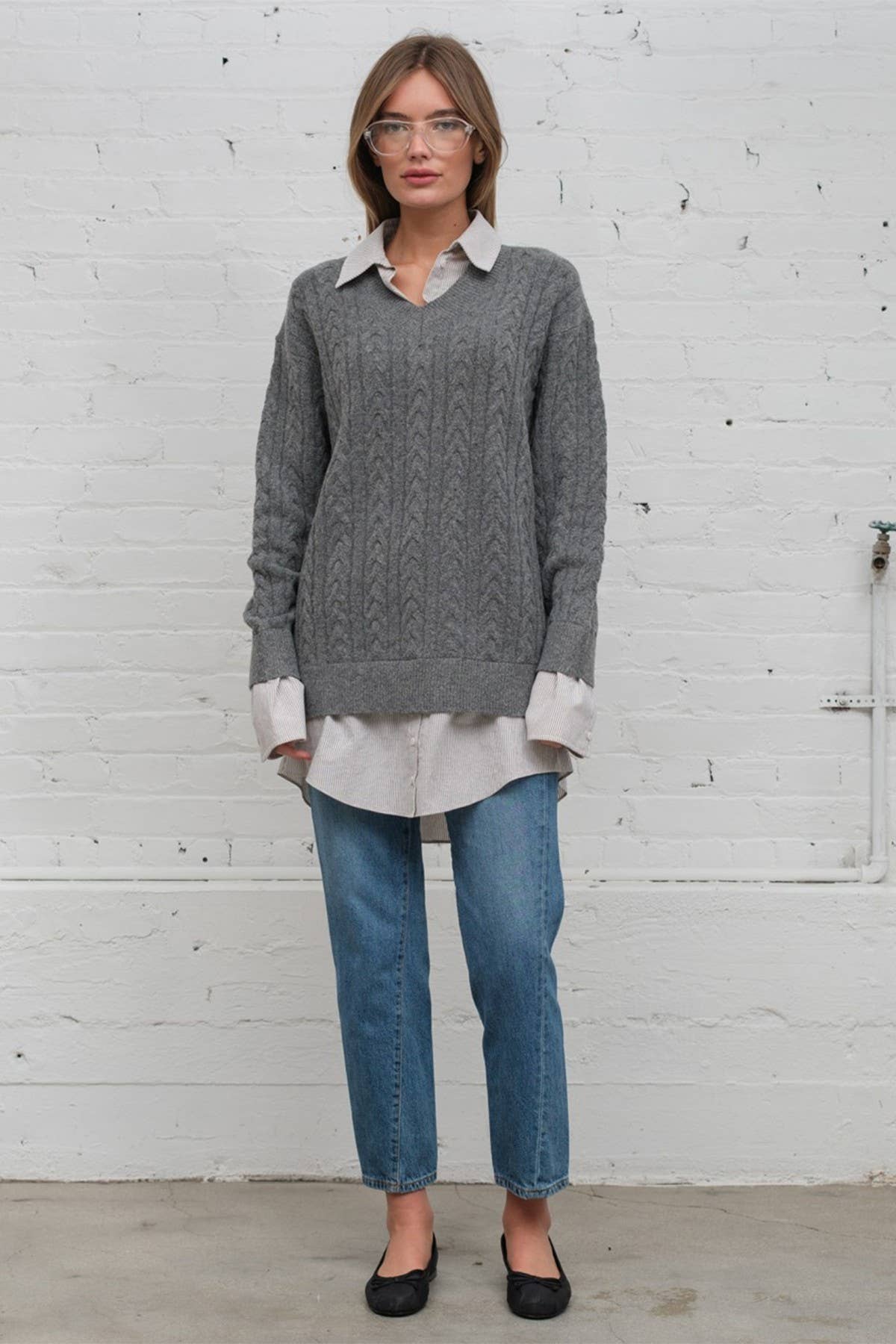 Kelsey Cable Sweater Shirt Dress