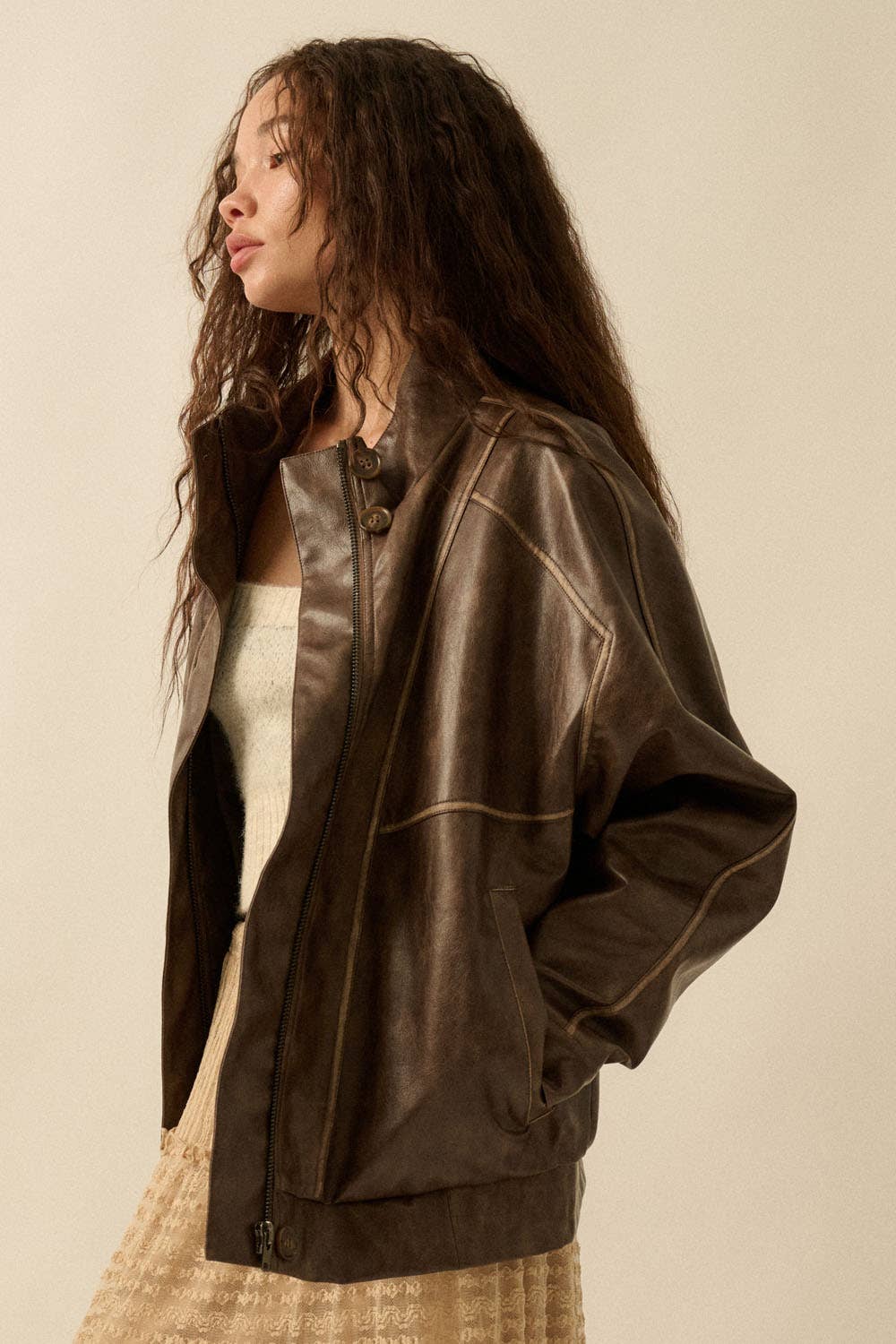Meredith Leather Piping Jacket