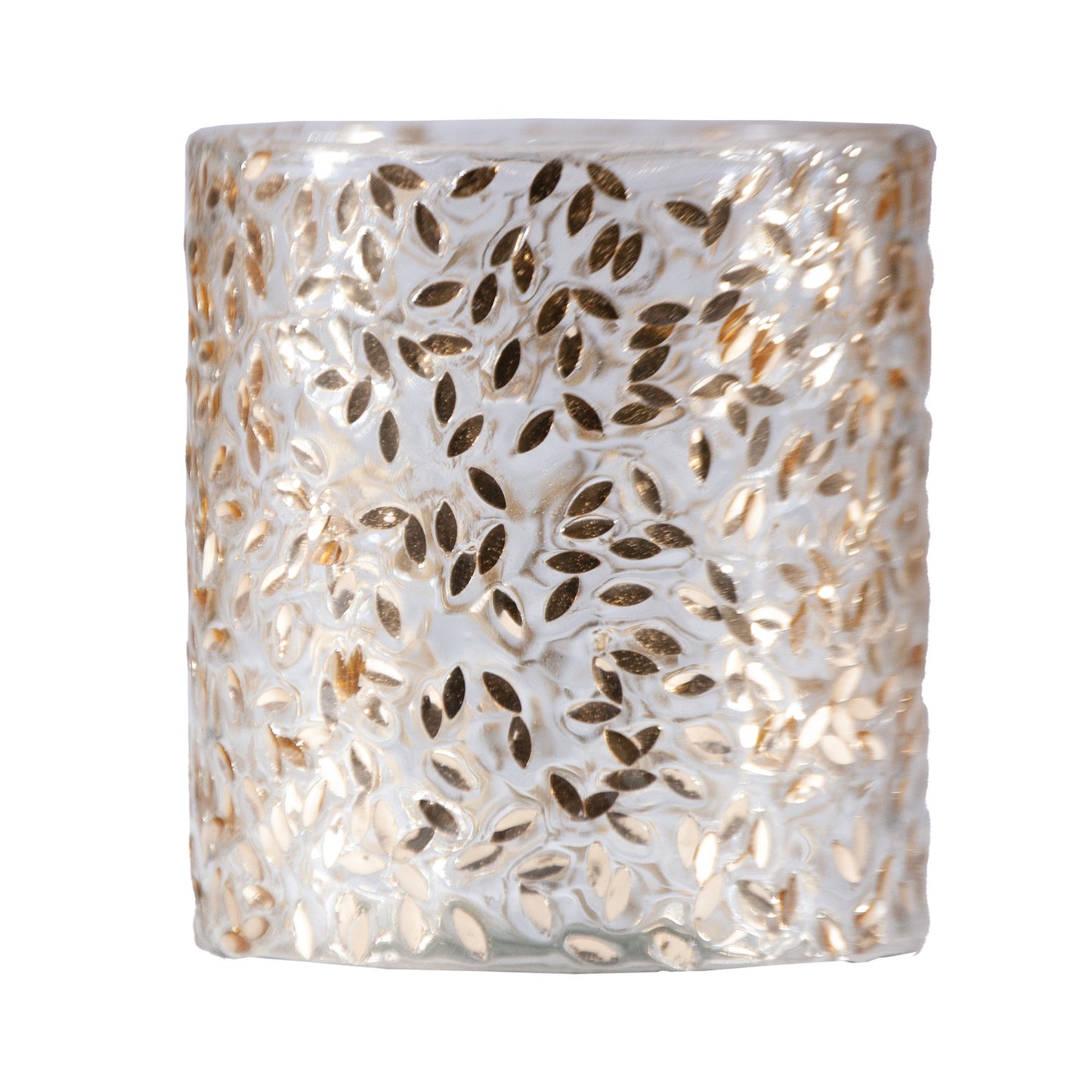 Glass Tealight/Votive Holder with Embedded Gold Finish Confetti