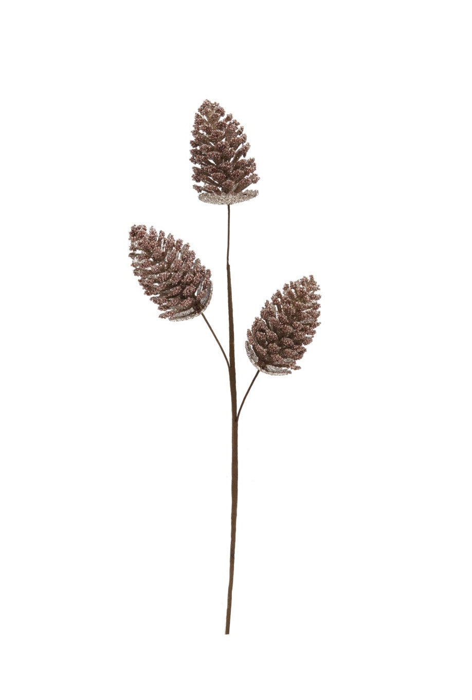 24"H Faux Beaded Pinecone Stem with Glitter, Champagne Finish