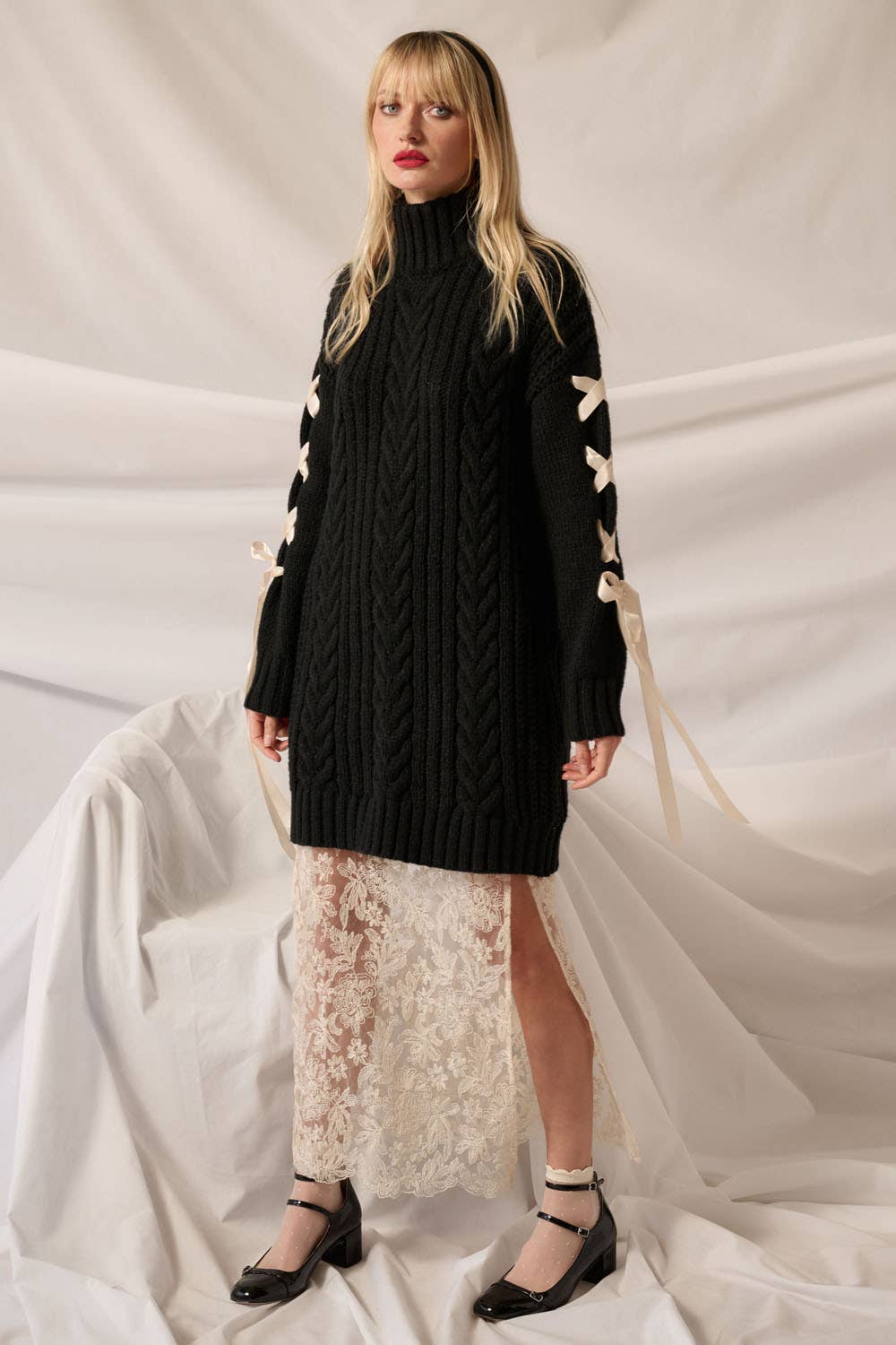 Meredith Ribbon Cable Knit Dress - Two Colors