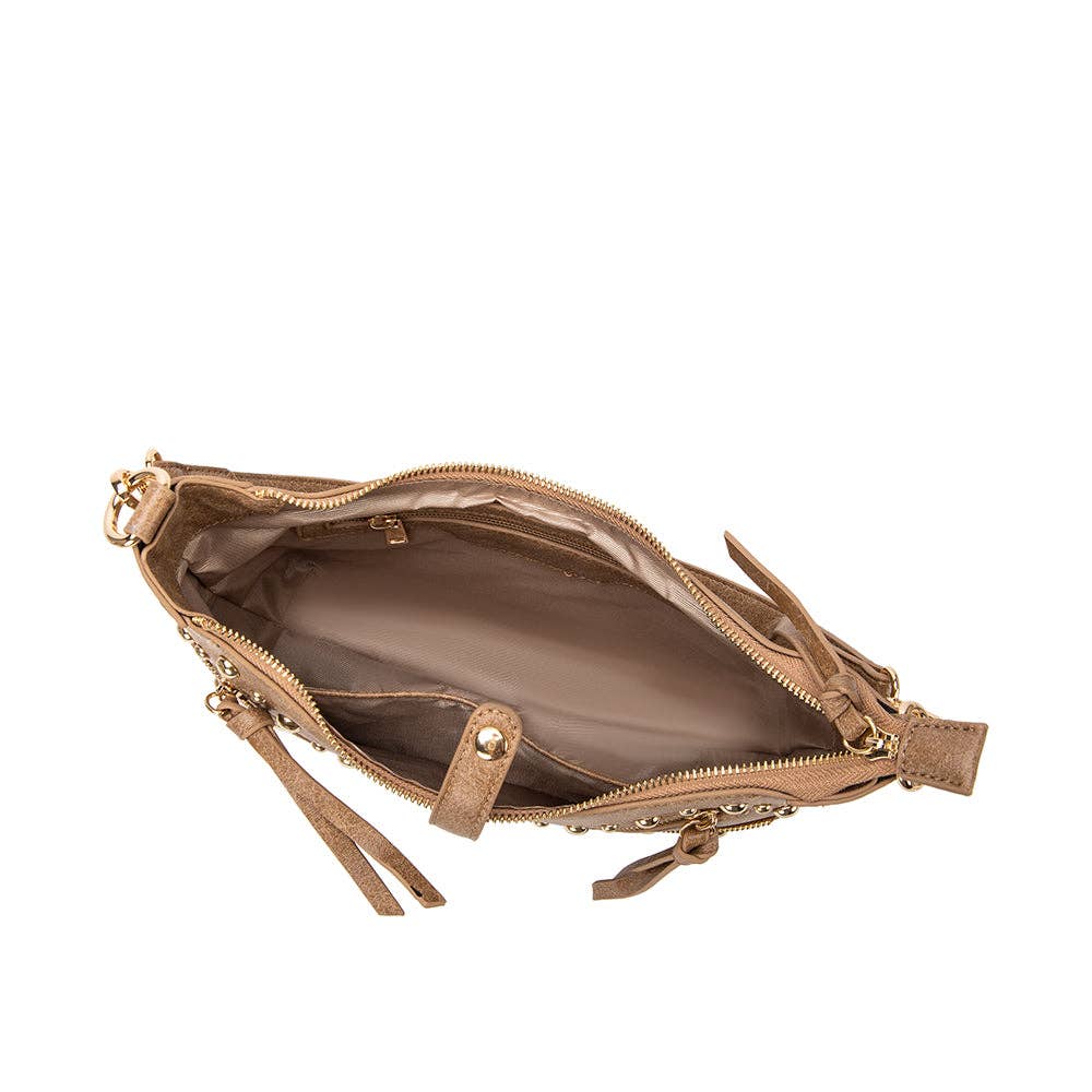 Maeve Studded Shoulder Bag - Tan