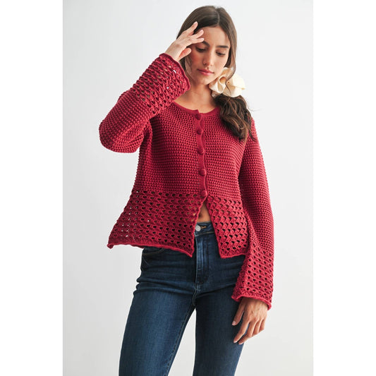 Crimson Crochet Cardigan