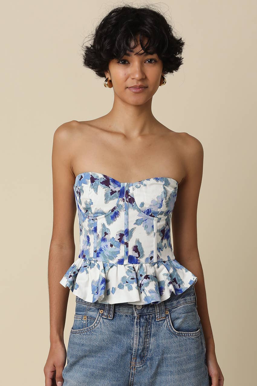 Valerie Floral Peplum Tube Top